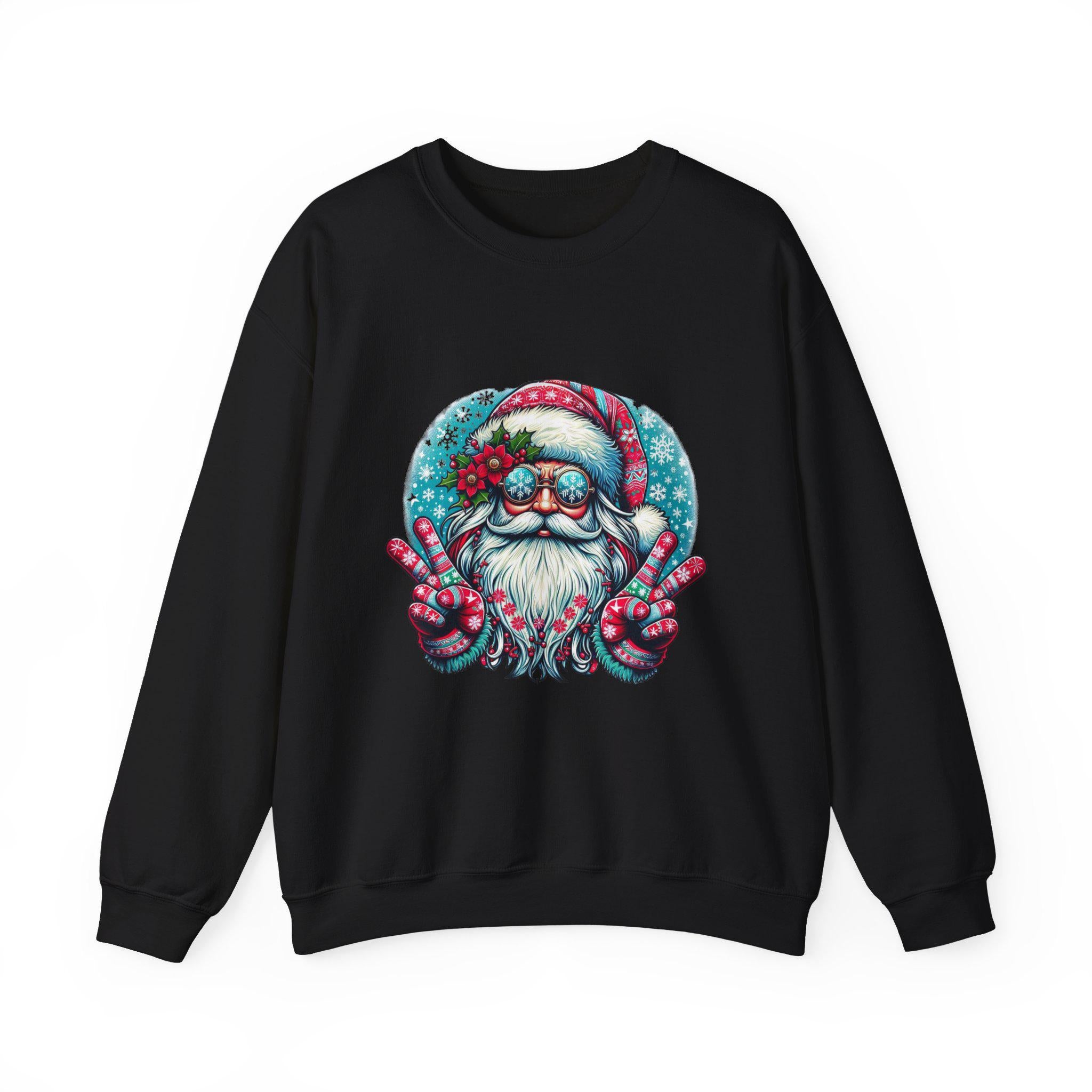 Personalisierbares Hippie-Weihnachtsmann-Sweatshirt – Bohemian Christmas Apparel“