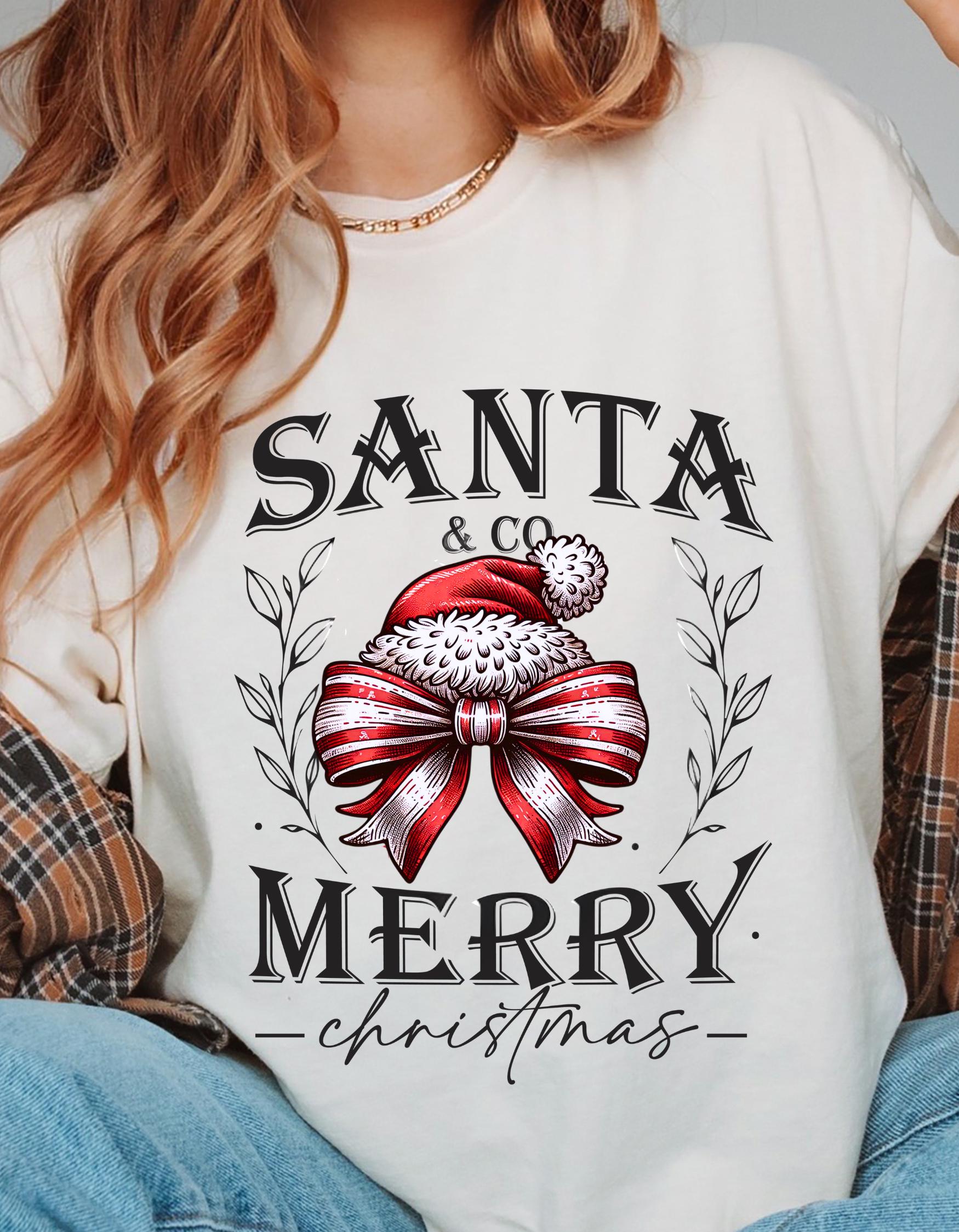 Personalisierbares Santa Coquette Weihnachtsschleife Tshirt, Weihnachtsshirt, Weihnachtspullover, Festlicher Pullover, Weihnachtspullover