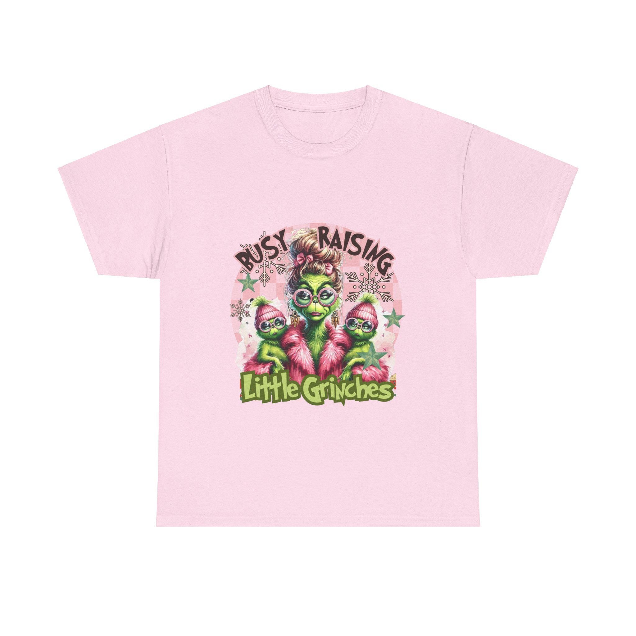 Personalizable Busy Raising Little Grinches tshirt - Fun and Humorous Parenting parody Apparel