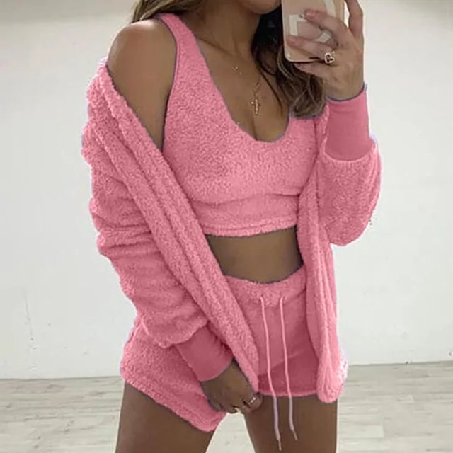 Fluffy Pajama Sets 3 Piece