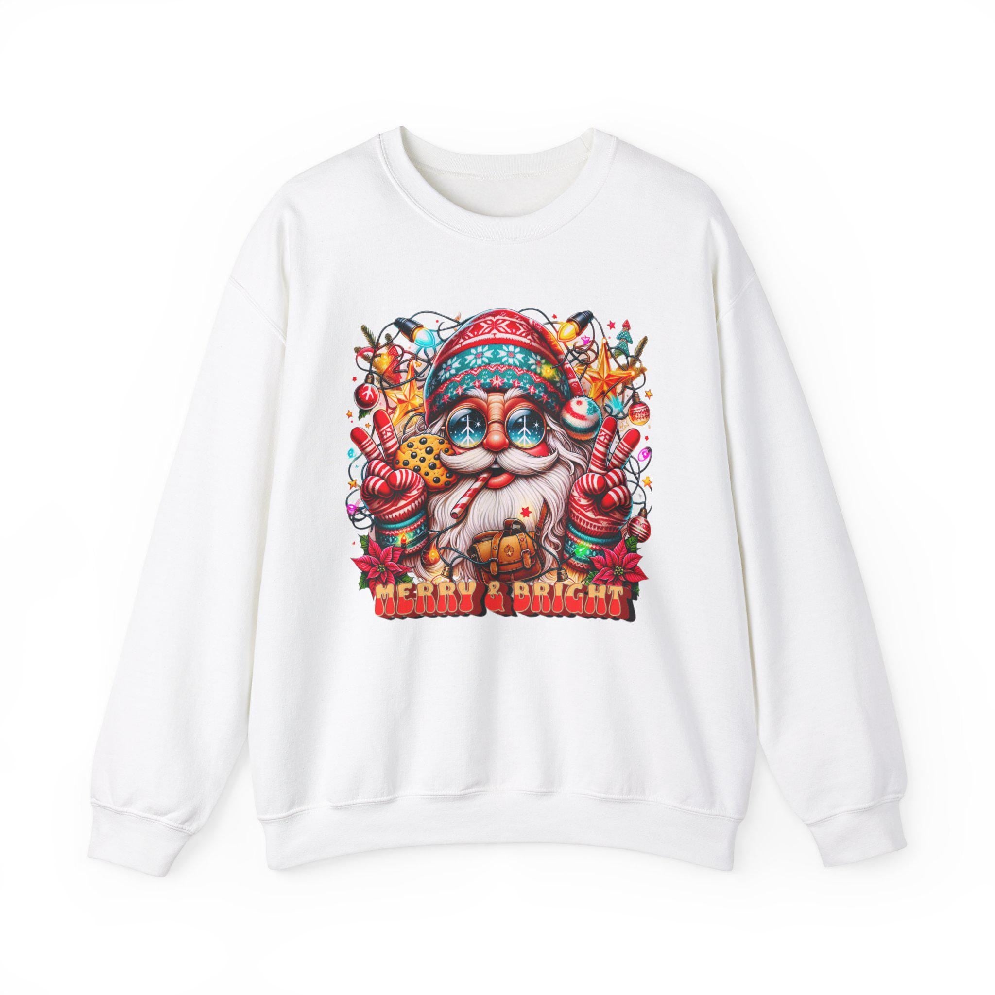 Fröhliches und helles Weihnachtsmann-Hippie-Sweatshirt - Festliche Urlaubskleidung