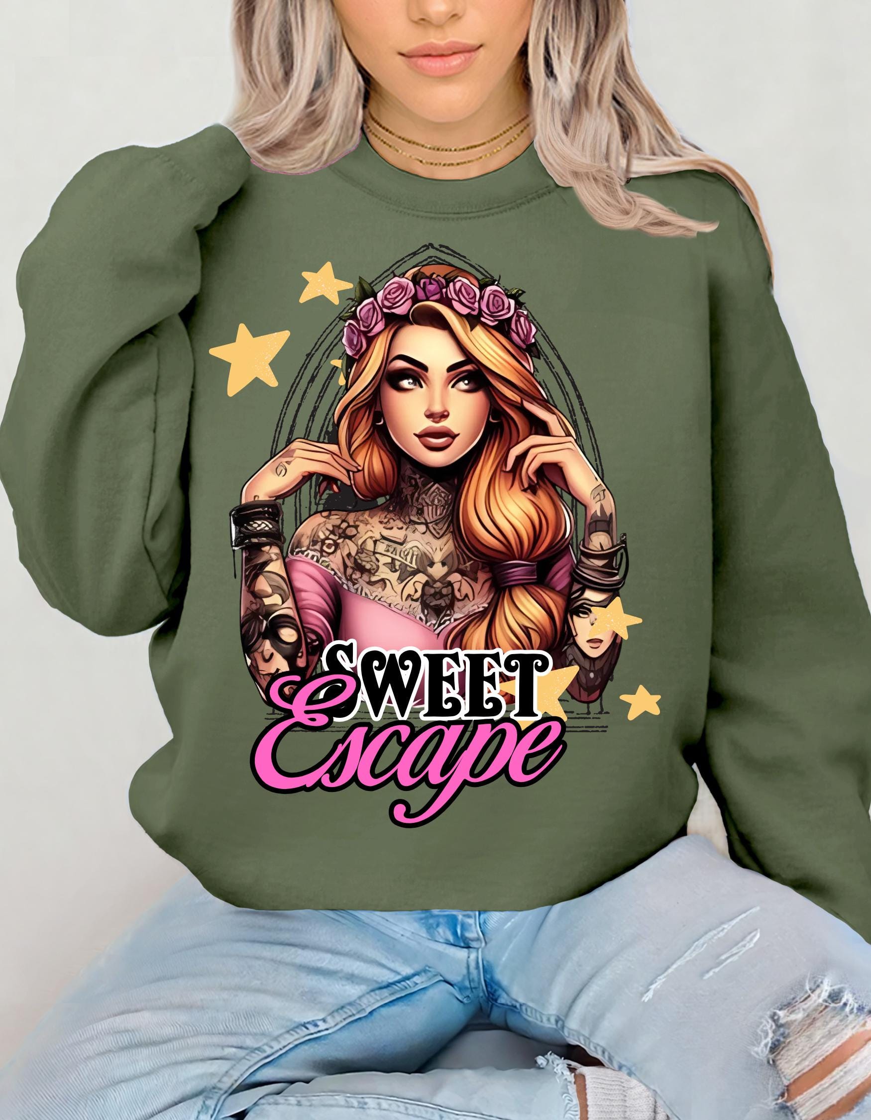 Hipster Rapunzel Sweatshirt, Trendy Märchen Pullover, Einzigartiger Prinzessinnen Pullover, Cooler Märchen Crewneck, Vintage Disney Pullover, Geschenk für