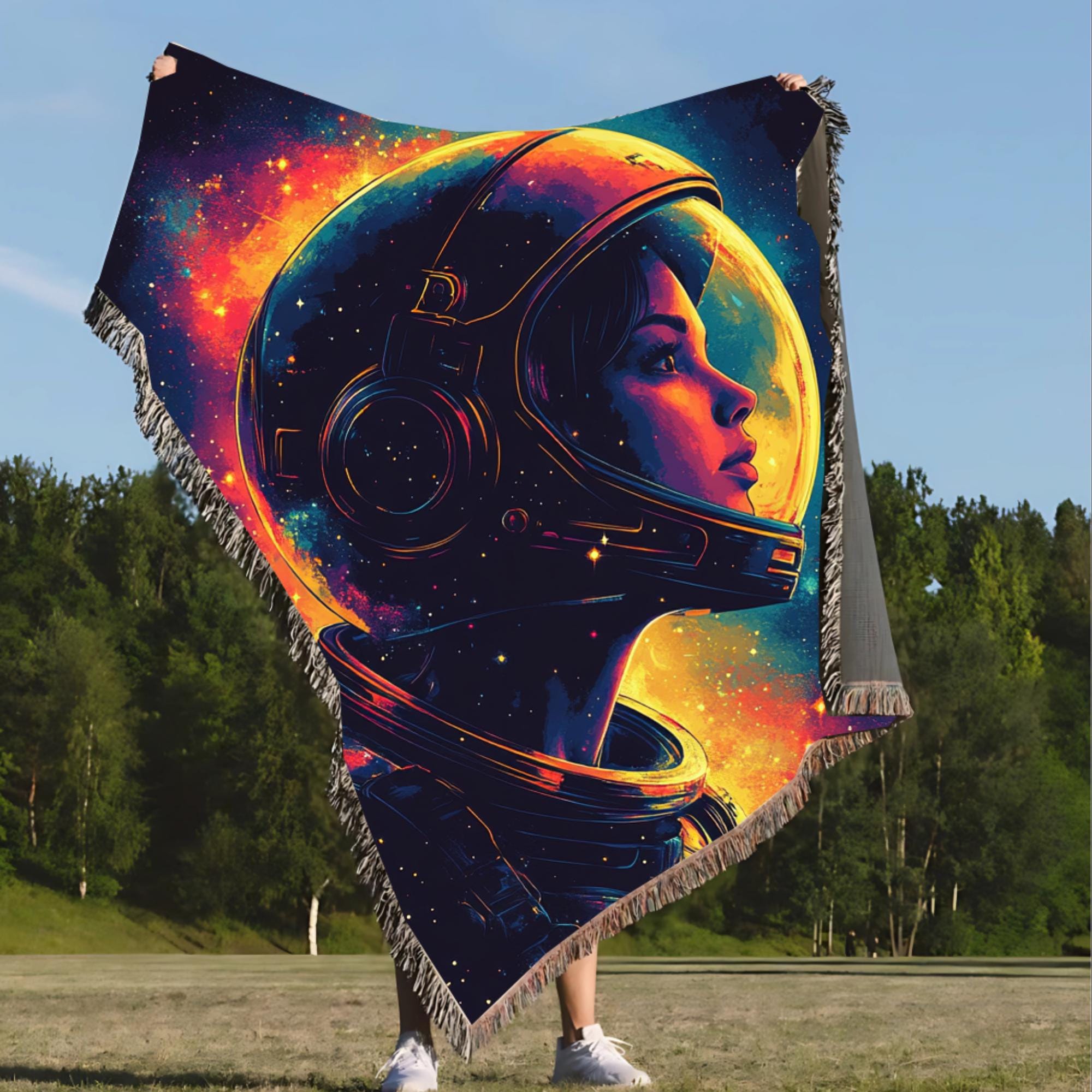 Personalisierbare Decke, Astronautengeschenk für Frauen, Weltraumliebhaber-Überwurf, Galaxie-Schlafzimmerdekor, Himmlischer Wohnakzent, Weltraum-Couchdecke