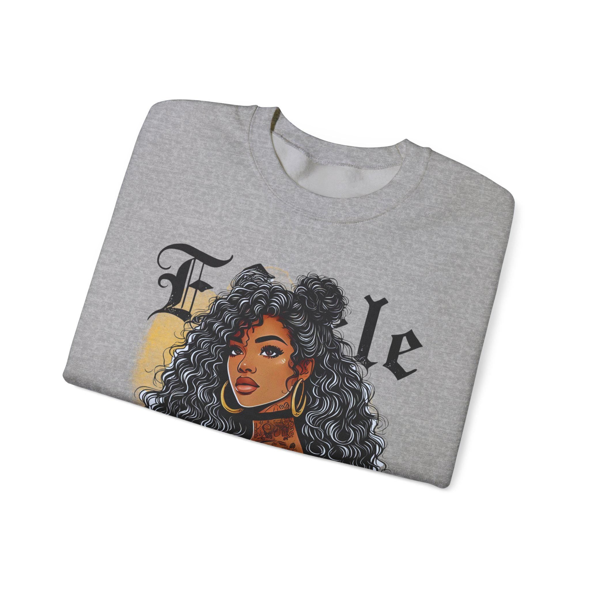 Personalizable Tattooed Black Princess Beauty Belle Crewneck Sweatshirt - African American, Afrocentric, Cultural, Ethnic, Gift for Her