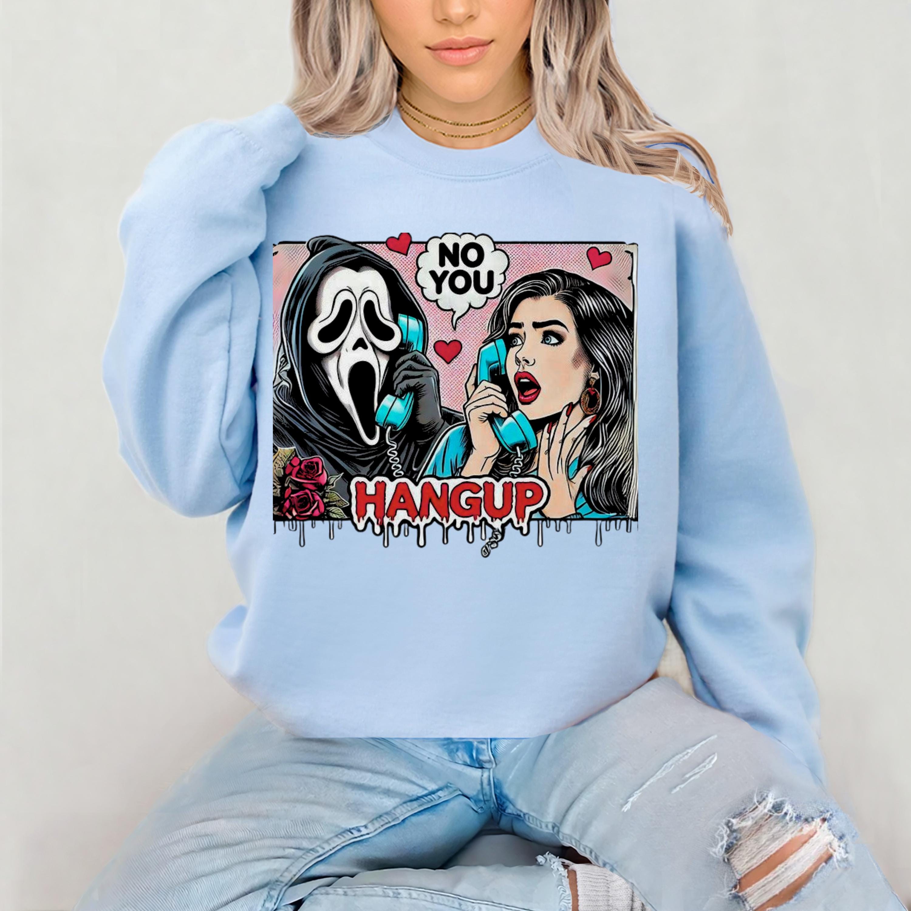 Pink Pop Art Comic Book Horror Valentine Crewneck Sweatshirt, Funny Retro Characters Design, Unisex Hoodie Gift, Valentine's Day Jumper,