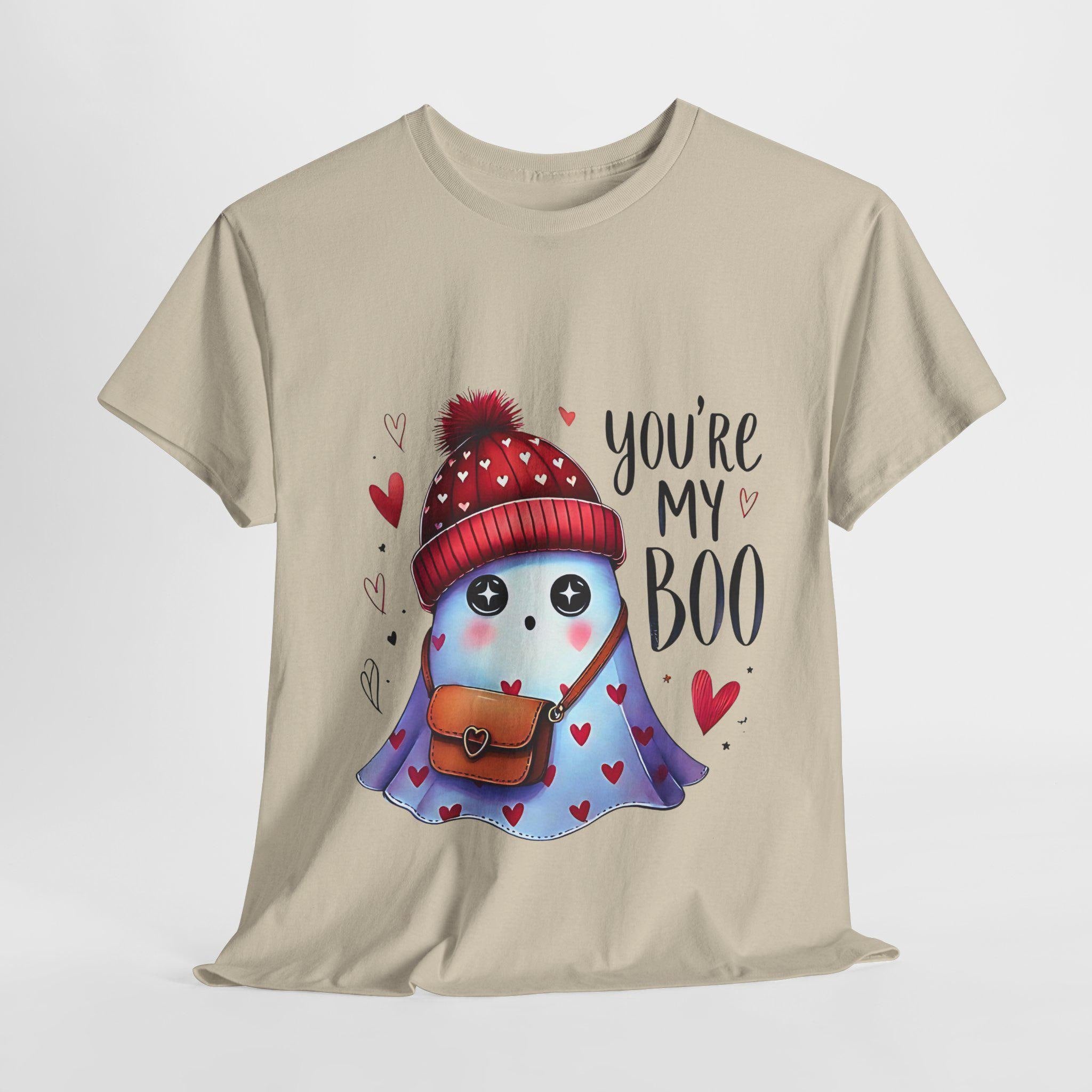 Personalisierbares Be My Boo Unisex T-Shirt, Geister Valentinstag T-Shirt, Halloween Grafik Shirt, Süßes Geschenk für Paare, Gruselige Kleidung