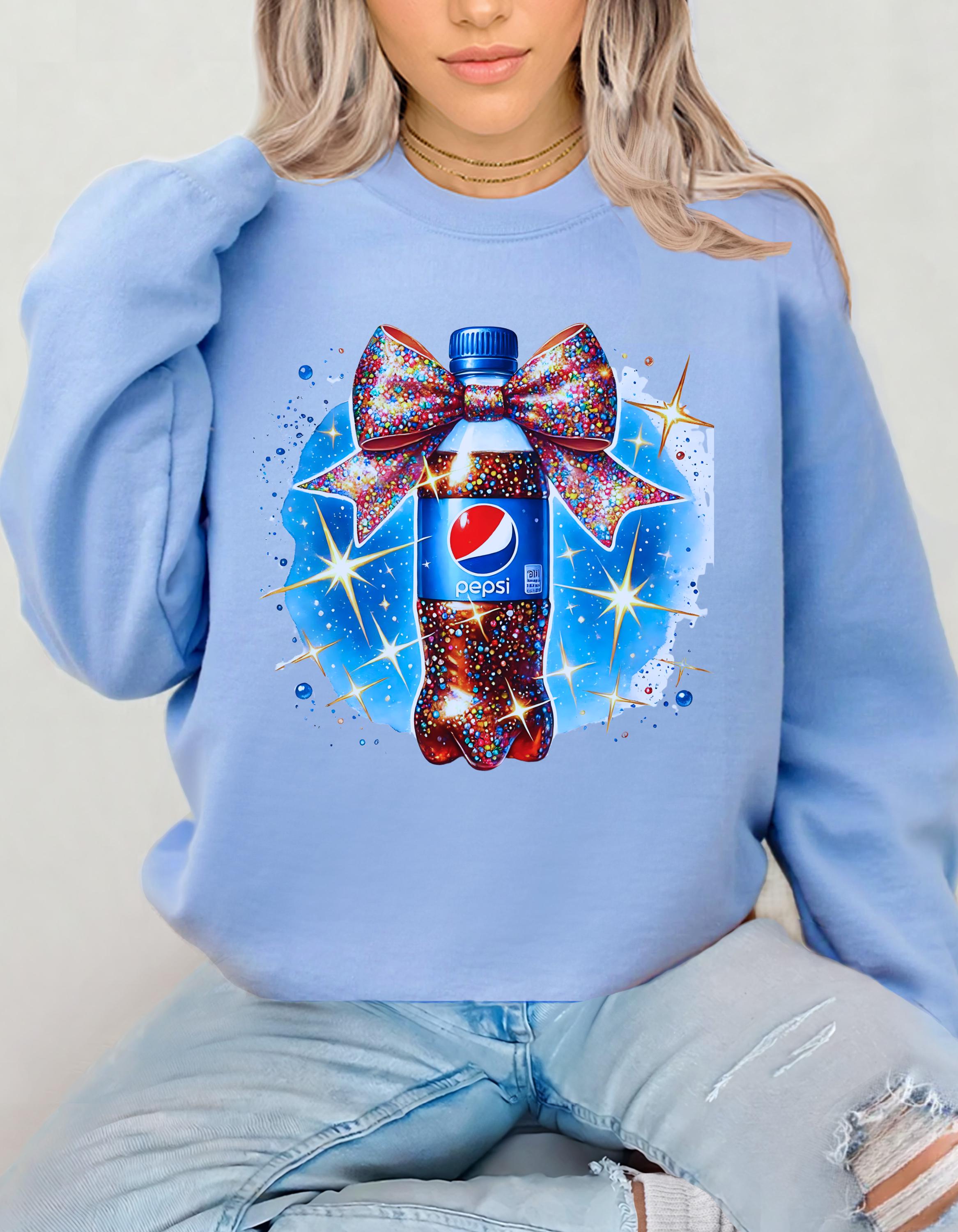 Personalizable Coquette Pepsi Unisex Sweatshirt, Crewneck Jumper, Vintage Style Pullover, Retro Graphic Shirt, Gift for Soda Lovers