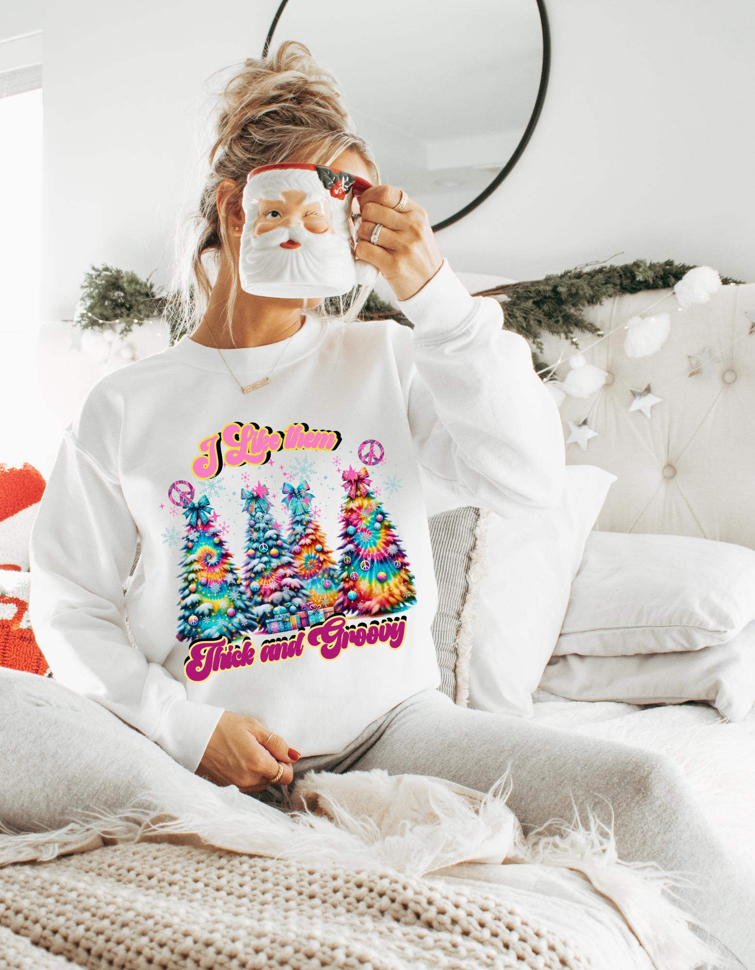 Christmas Tree Thick Sprucey Sweatshirt, Winter Holiday Jumper, Festive Xmas Pullover, Cozy Cabin Crewneck, Unisex Christmas Clothing