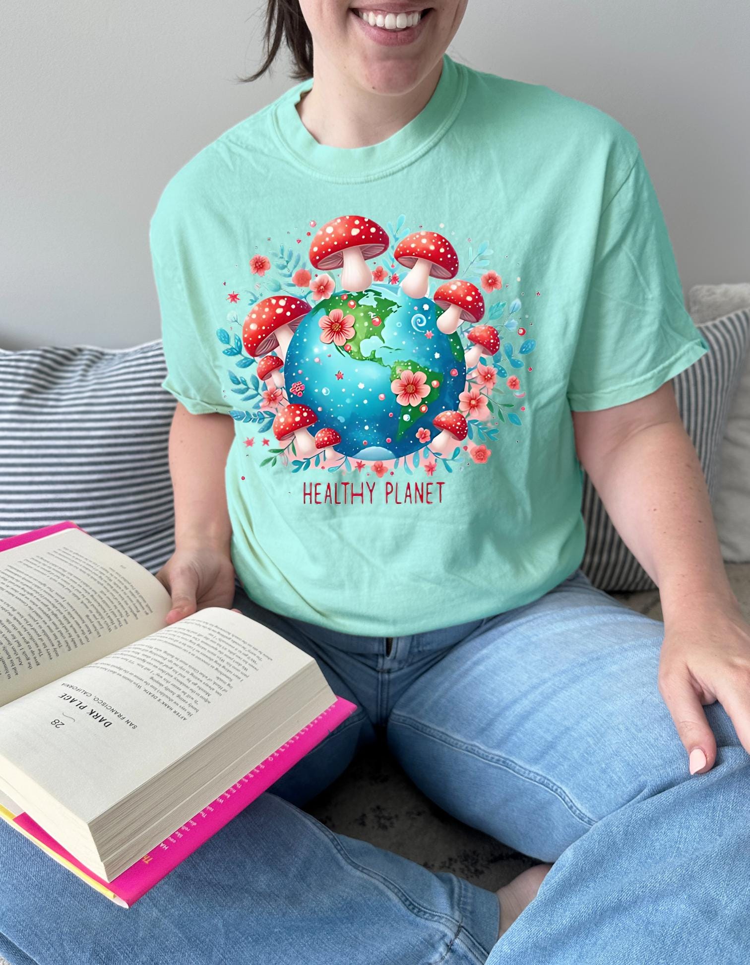 Umweltfreundliches Unisex T-Shirt - Healthy Planet Design, Geschenk für Naturliebhaber, Nachhaltige Mode, Earth Day Bekleidung, Garten T-Shirt