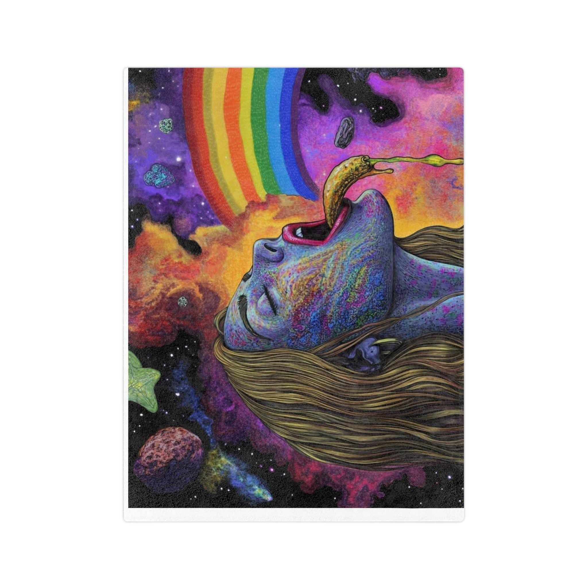 Colorful Cosmic Velveteen Microfiber Blanket - Psychedelic Art Blanket, Warm Throw for Cozy Evenings, Unique Gift for Art Lovers, Rainbow