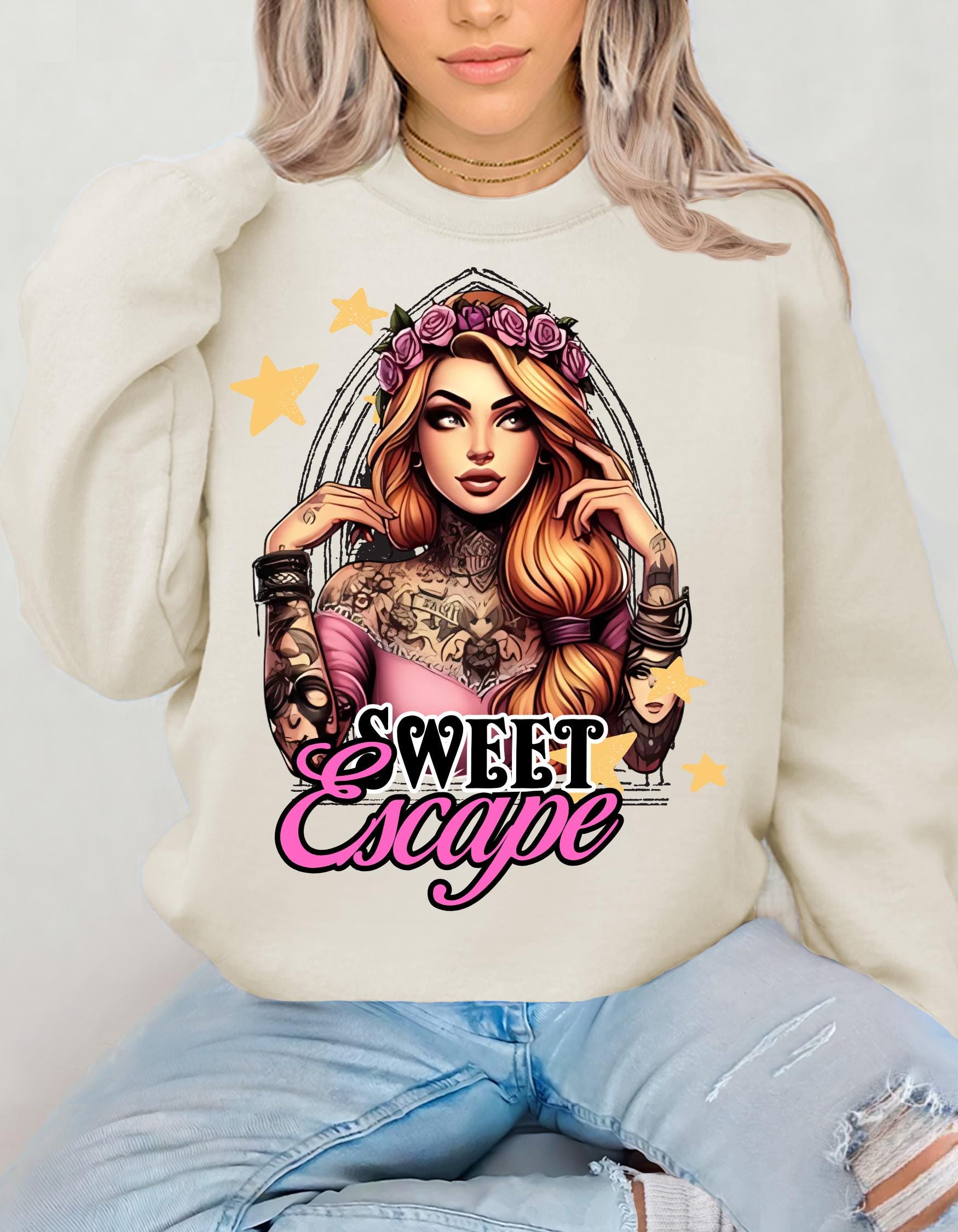 Hipster Rapunzel Sweatshirt, Trendy Fairy Tale Jumper, Unique Princess Pullover, Cool Fairytale Crewneck, Vintage Disney Sweater, Gift for