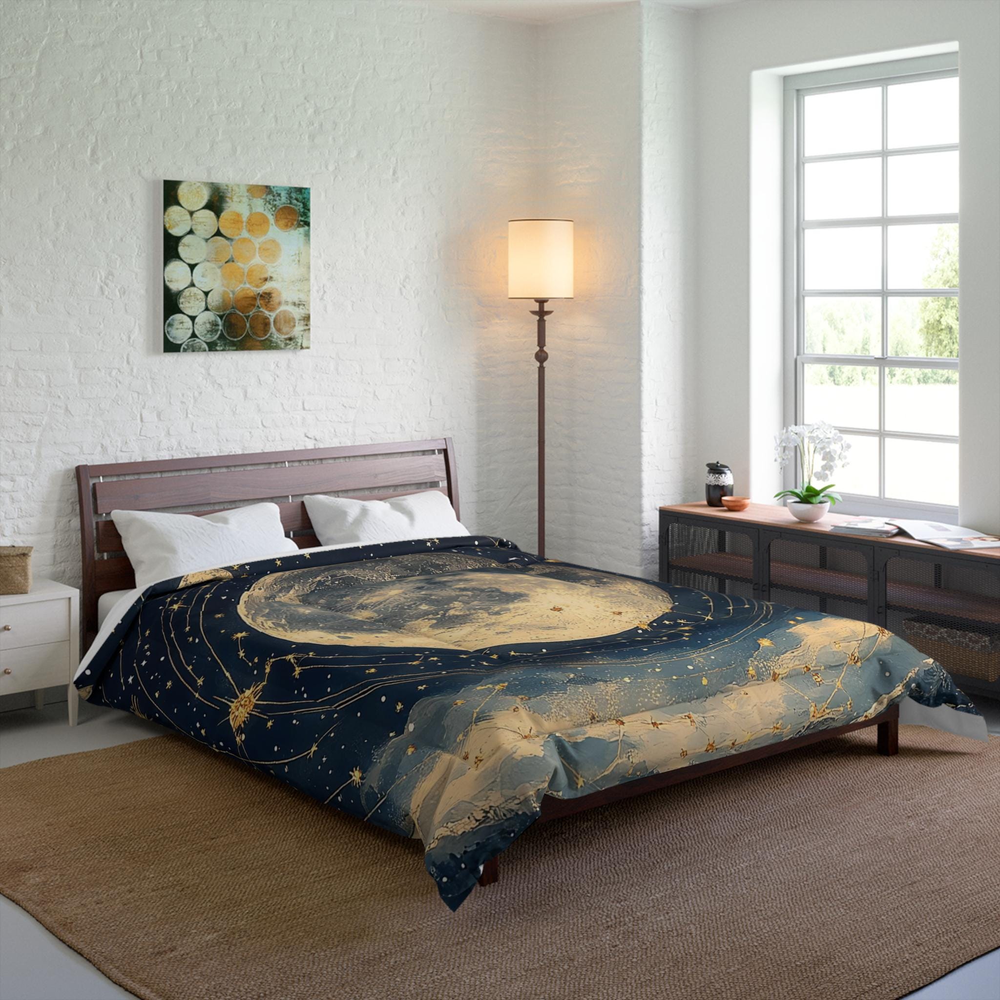 Celestial Moon Comforter, Astrology Symbols, Witchy Gift - Bedding Set, Home Decor, Bedroom Accessories, Moon Phase Blanket, Star Sign