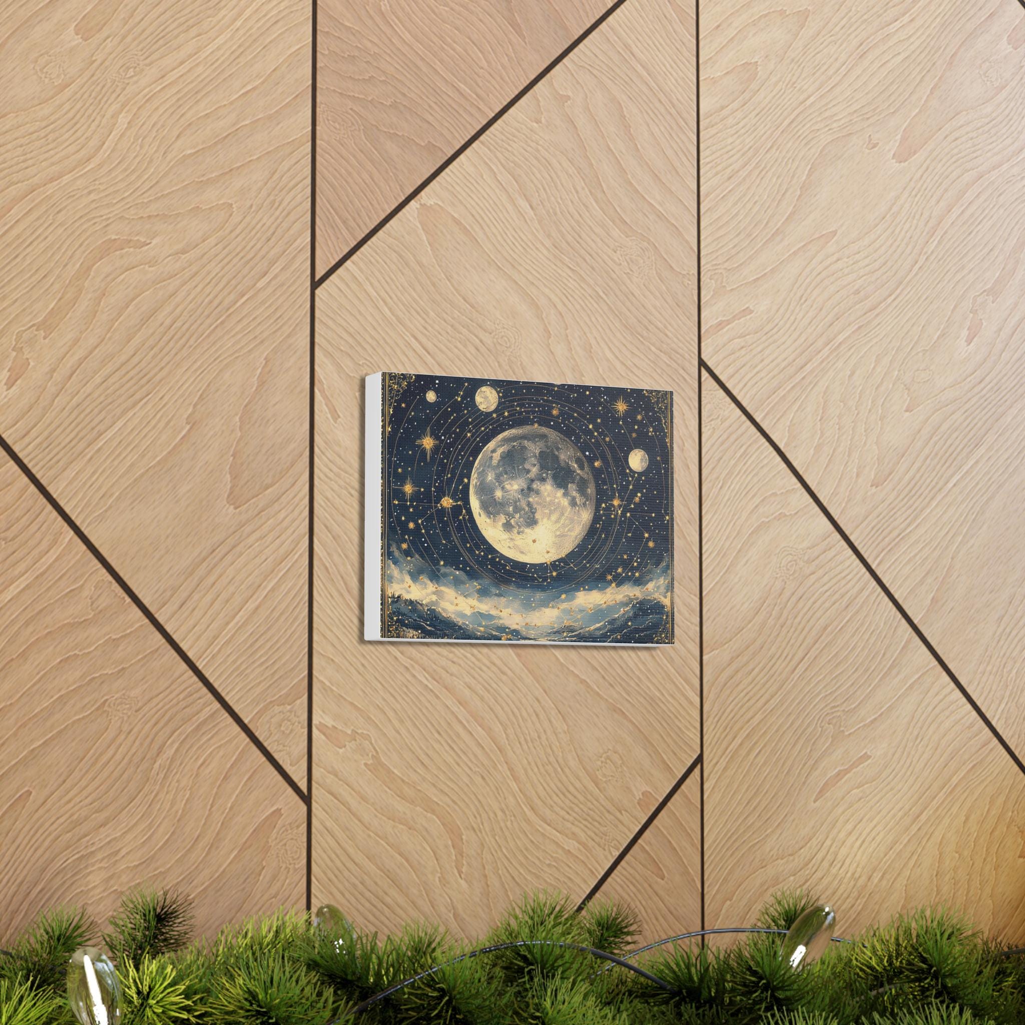 Himmlischer Mond Leinwand, Hexen Astrologie Geschenk Wandkunst, Himmlischer Mond Dekor, Boho Home Dekor, Himmlischer Mond Druck, Himmlischer Mond Kunstdruck