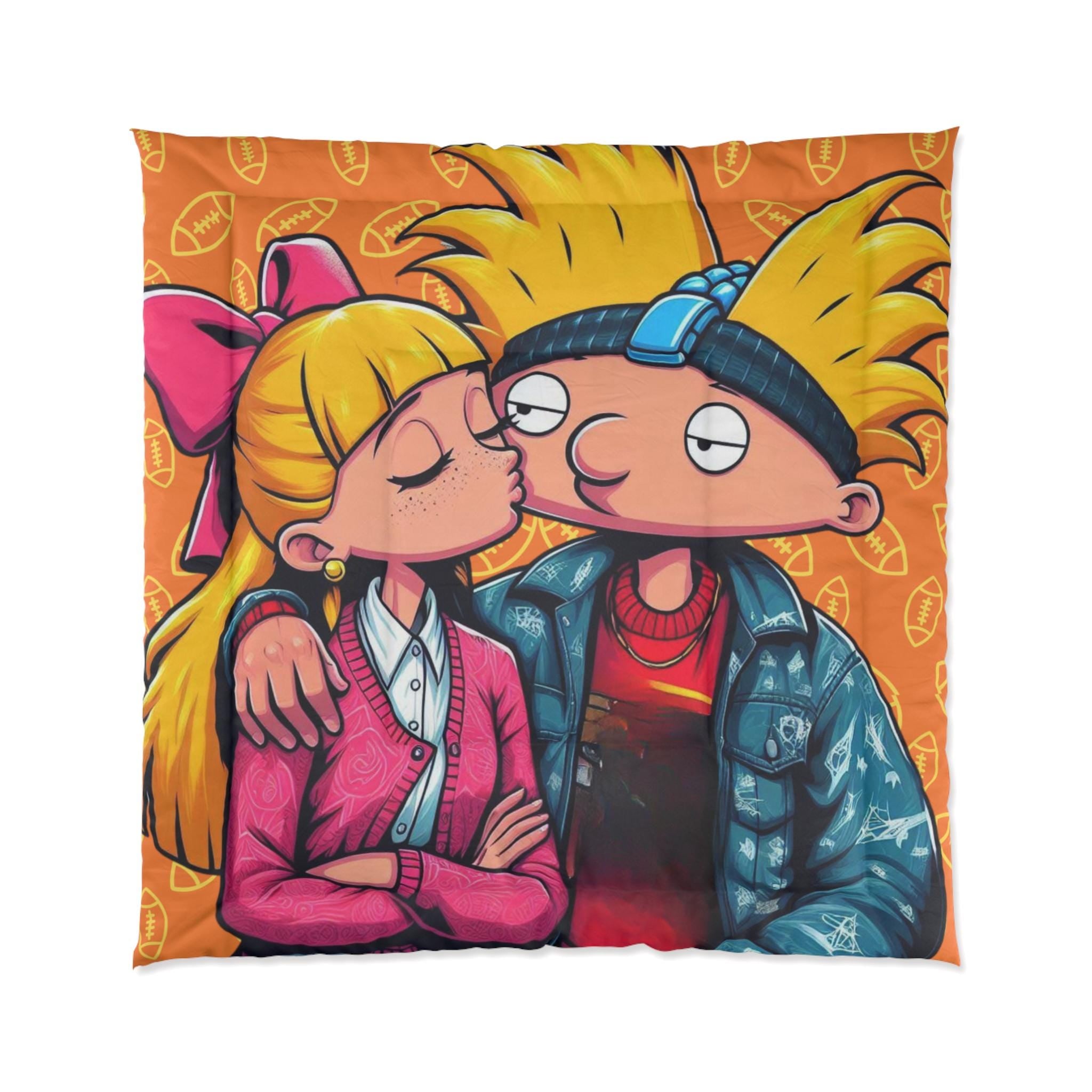 Personalizable Arnold and Helga Parody Blanket - Cozy and Fun Cartoon-Inspired  Comforter