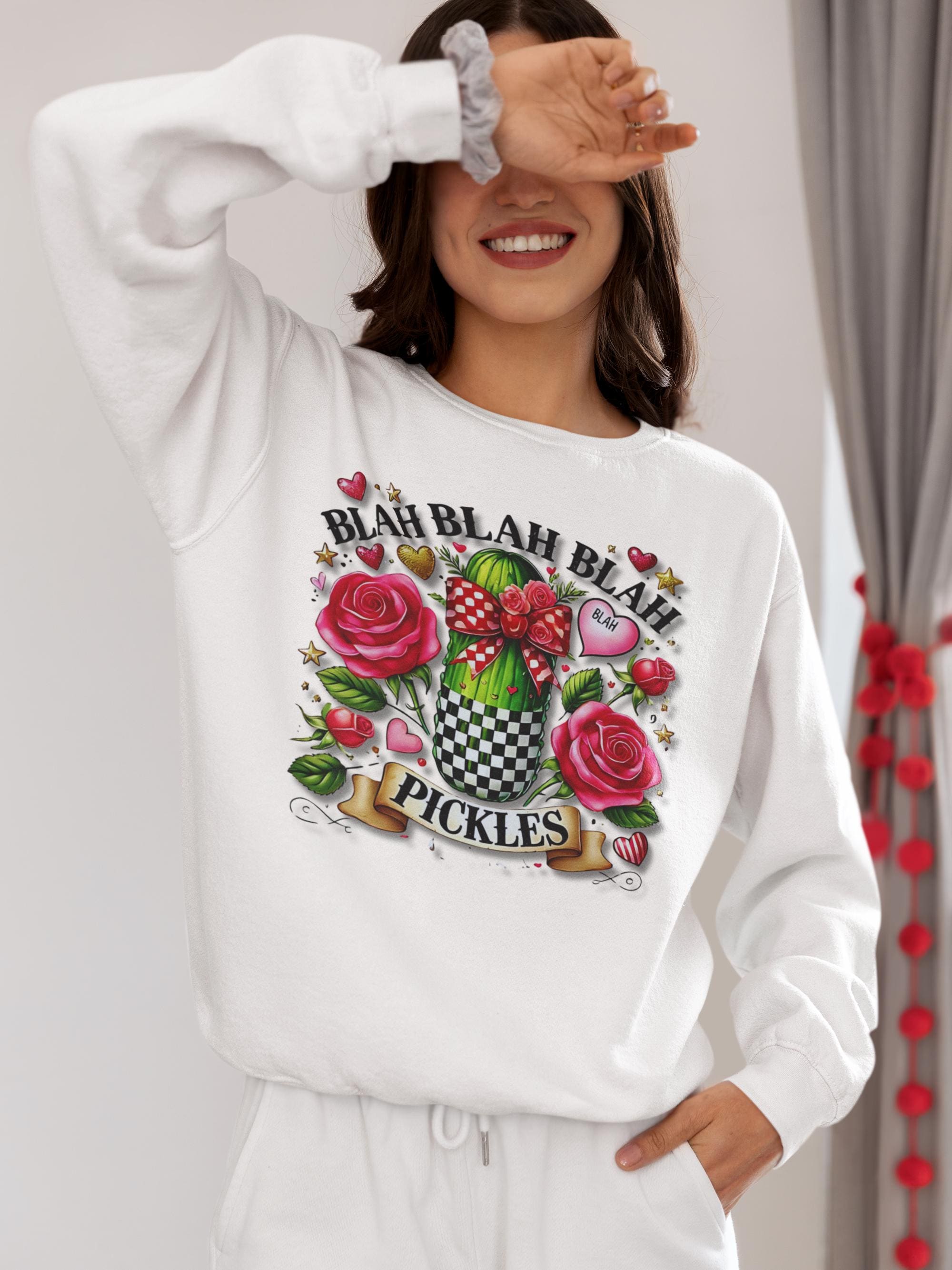 Checkerboard Pickles Coquette Unisex Sweatshirt - Valentinstag Geschenkidee, Lustiger Crewneck Pullover, Schrulliges Top, Einzigartige Kleidung, Trendy Apparel