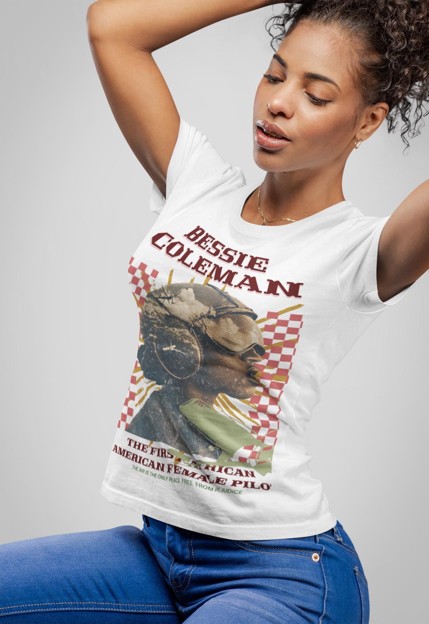 Bessie Coleman Black History Unisex T-Shirt, Afroamerikanisches Pilotenshirt, Black History PNG Shirt, Historisches T-Shirt für Luftfahrtbegeisterte,