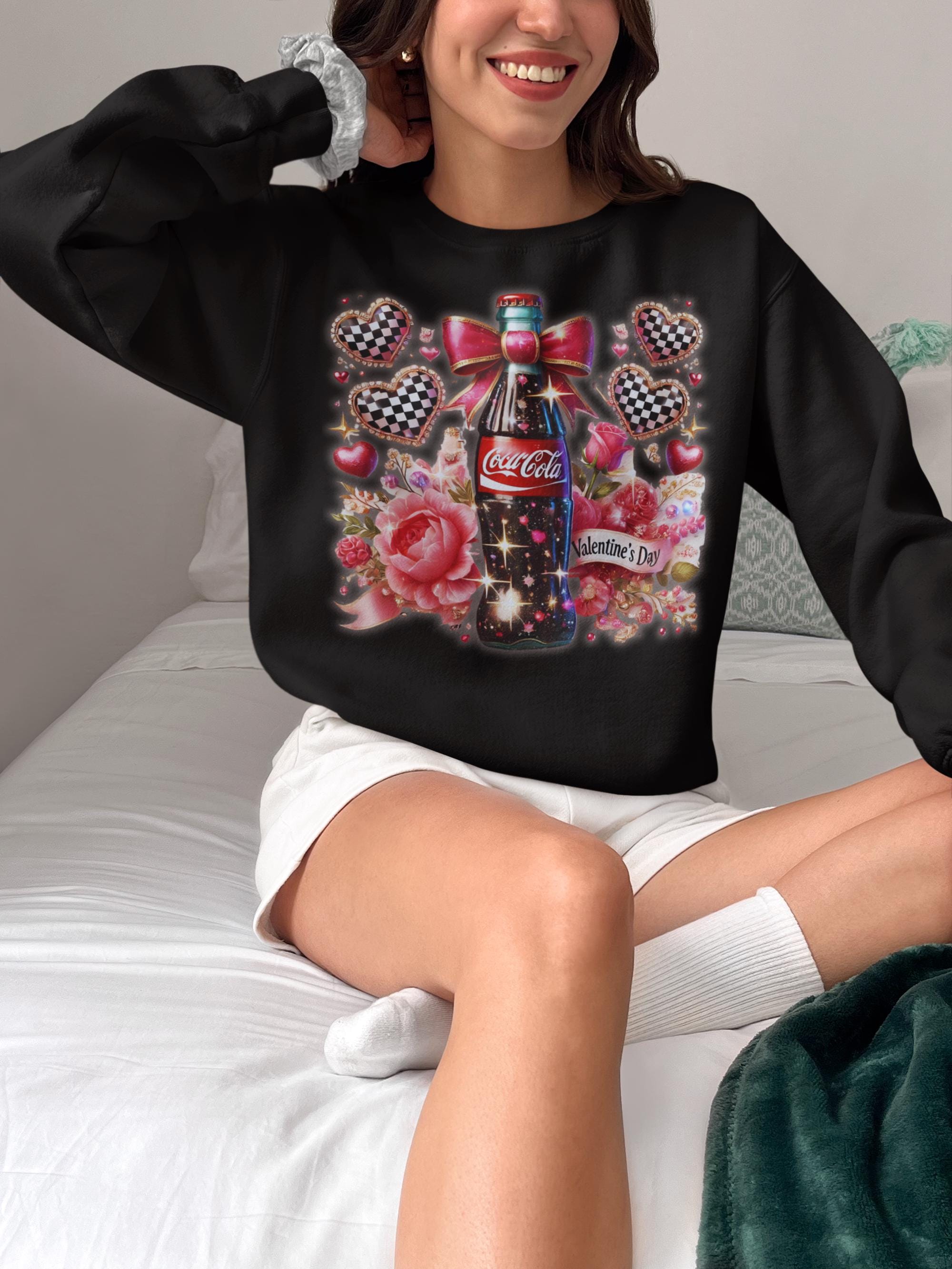 Valentine's Day Unisex Crewneck Sweatshirt, Coquette Cola Love Apparel, Gift for Him Her, Valentine's Gift, Couples Sweatshirt