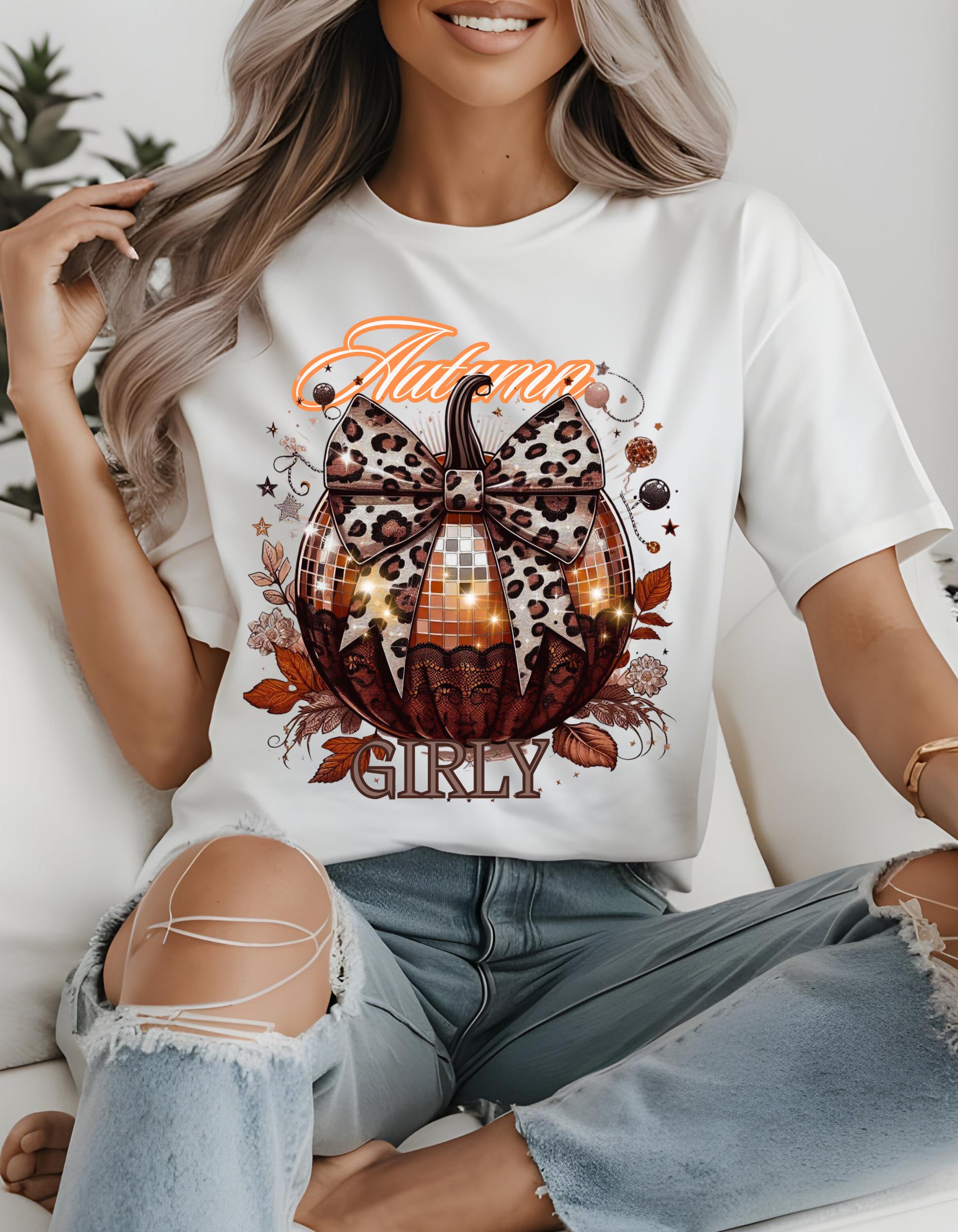 Personalisierbare Herbst Girly Herbst Kokette Disco Kürbis Thanksgiving T-Shirt, Shirt, Top Bekleidung