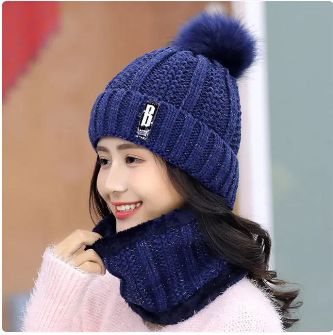 Women's Winter Knit Hat & Scarf Set