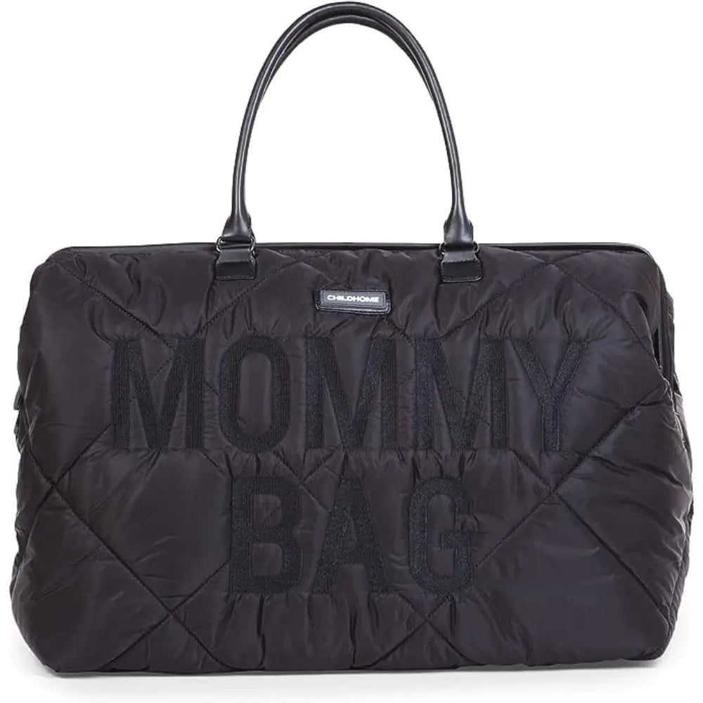 Childhome The Original Mommy Bag Large Baby Diaper Bag Mommy Hospital Bag Large Tote Bag Mommy Travel Bag Baby Bag Tote Pregnancy Must Haves (Puffered Black)