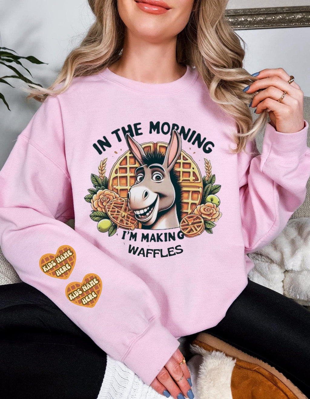Morning Waffles Donkey Sweatshirt - Fun and Cozy Cartoon Apparel