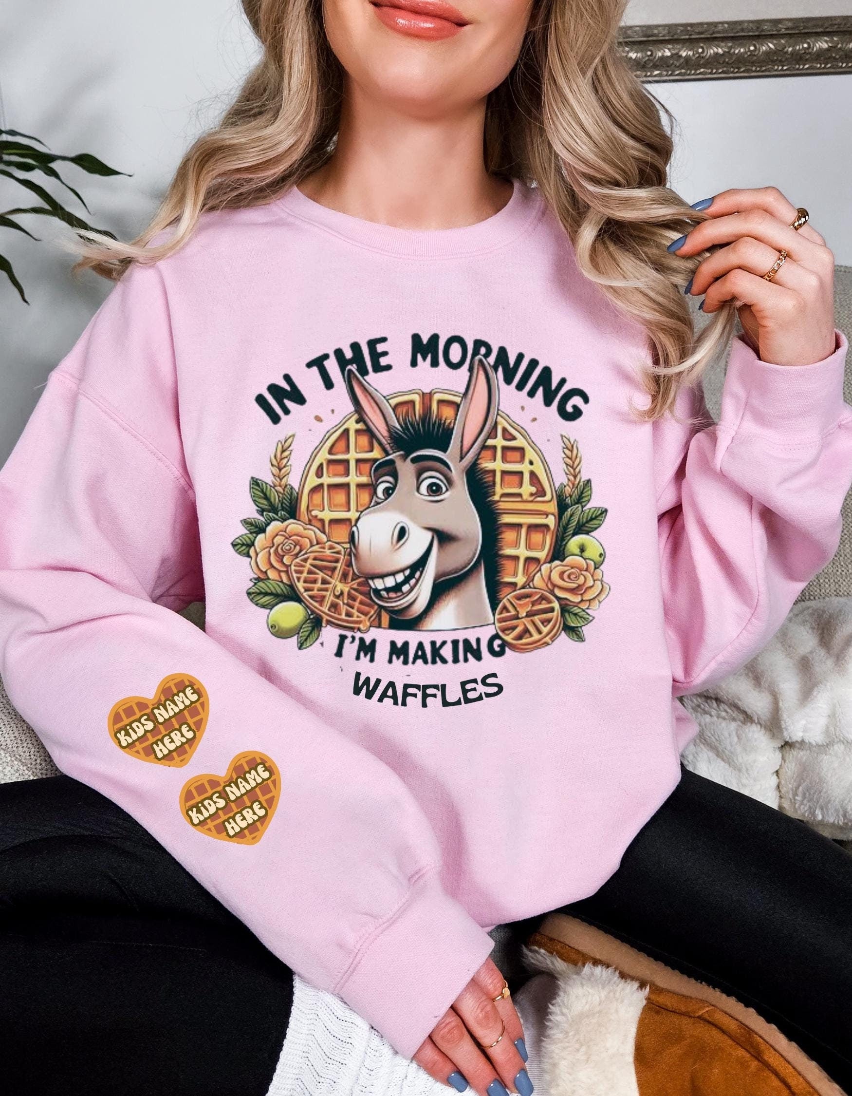 Morning Waffles Donkey Sweatshirt - Fun and Cozy Cartoon Apparel