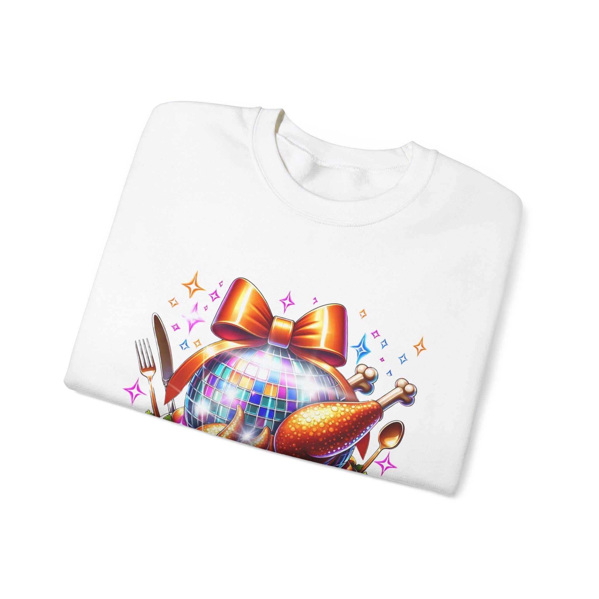 Personalizable Disco Ball Turkey Sweatshirt - Festive Thanksgiving Apparel