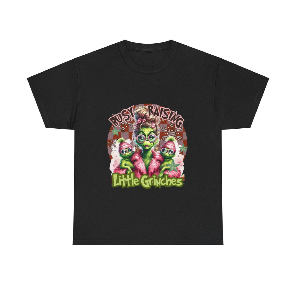 Personalizable Busy Raising Little Grinches tshirt - Fun and Humorous Parenting parody Apparel