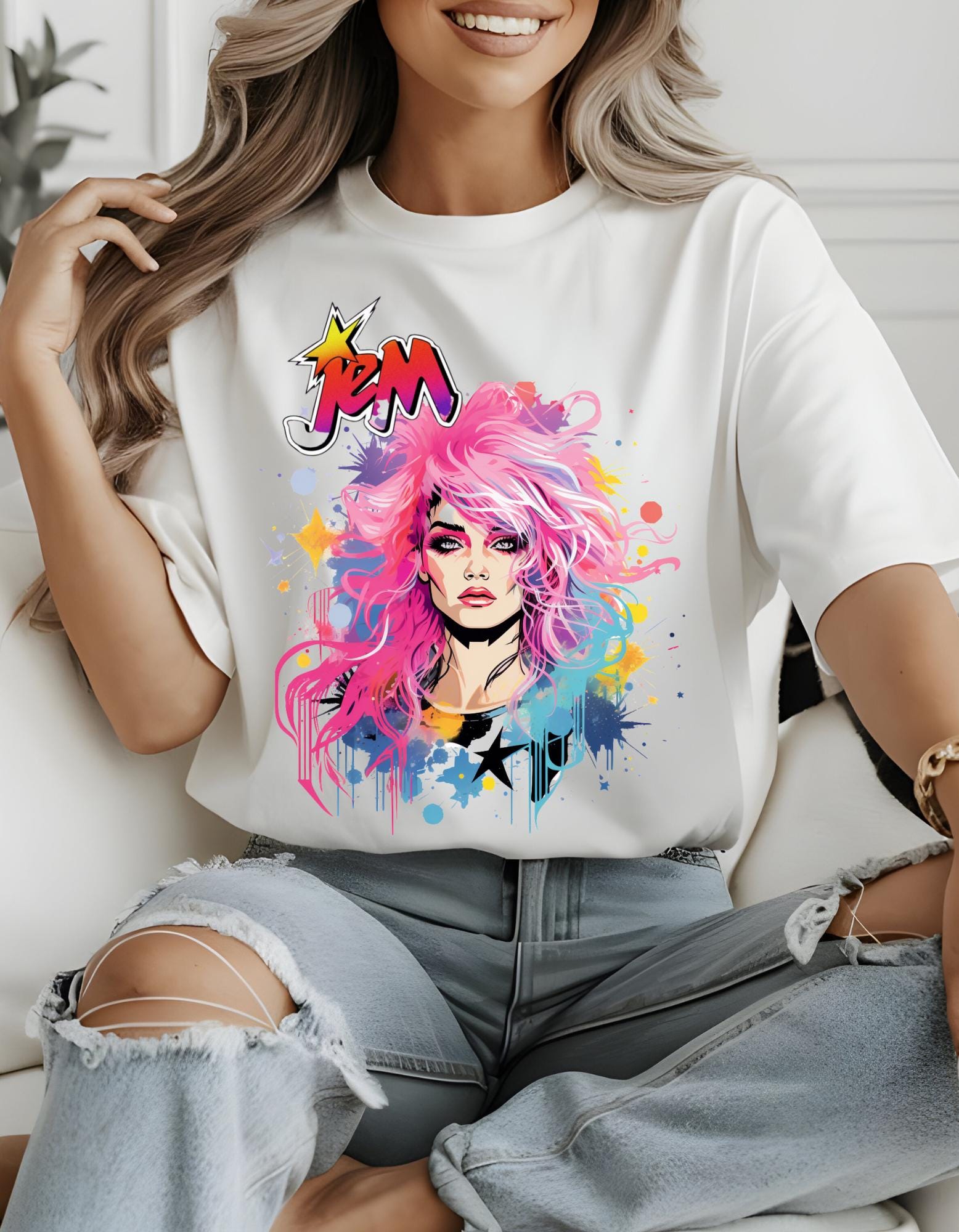 Personalizable Jem and the Holograms Parody Sweatshirt - Retro 80s Cartoon Apparel