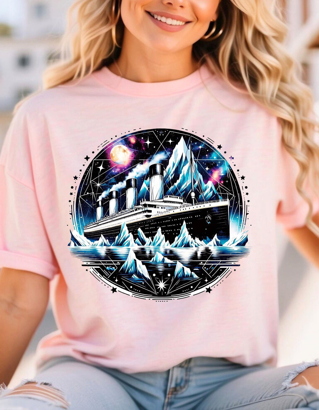Personalizable Cosmic Galaxy Titanic tshirt, Space Gift, Nebula Present, Astronomy Clothing, Celestial Jumper
