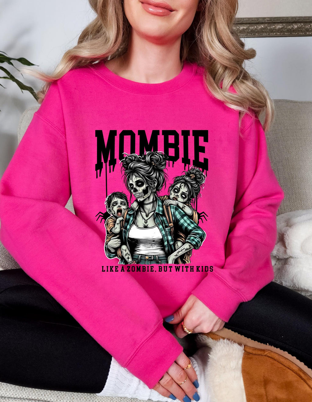 Halloween Mombie Spooky Mom Sweatshirt, Halloween Costume, Funny Mom Shirt, Mothers Day Gift, Fall Mom Shirt, with splatter personalization