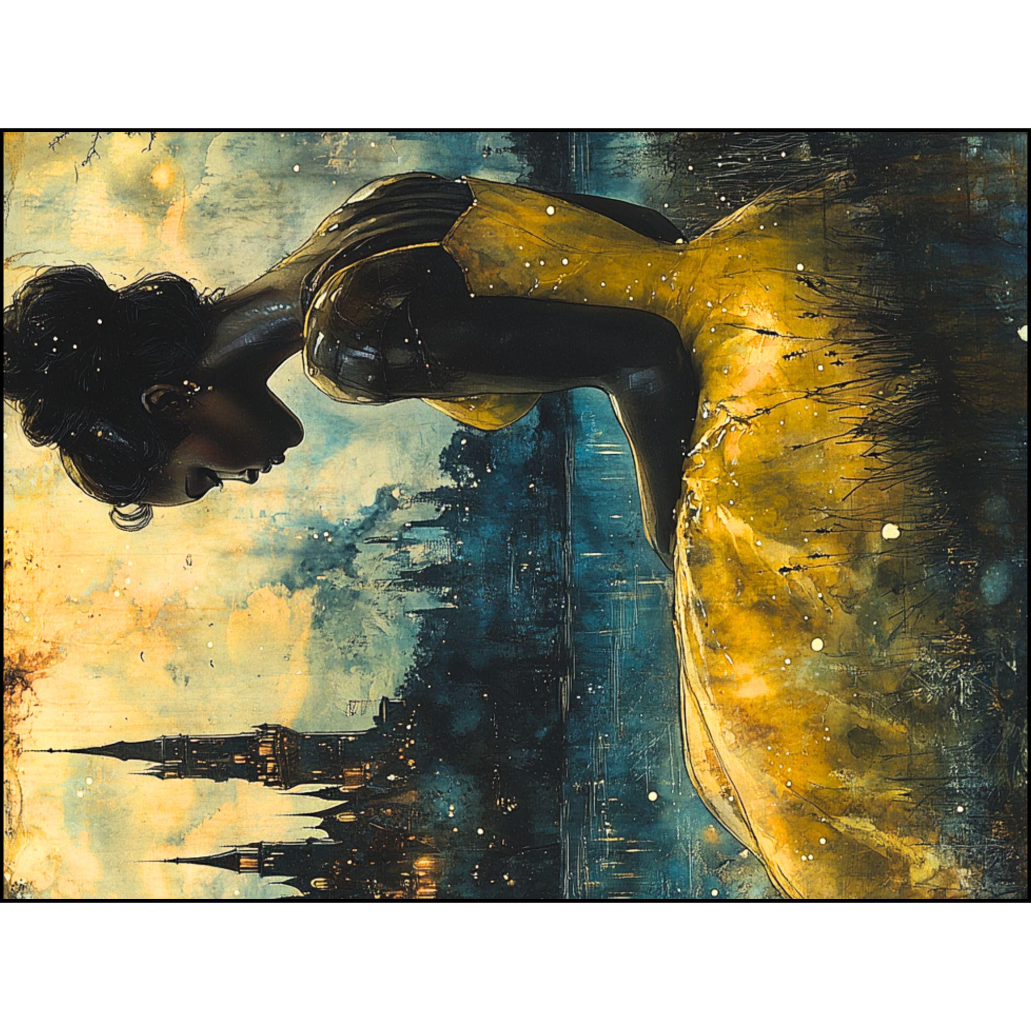 Afrocentric Cinderella Blanket: Black Woman Art, Girl Magic Decor