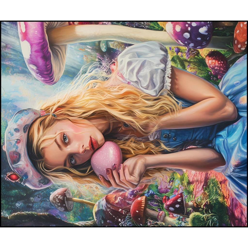 Woven Blanket, Parody, Alice in Wonderland, Psychedelic, Whimsical Throw Blanket, Fantasy Forest Home Decor, Vibrant Colors, Blue