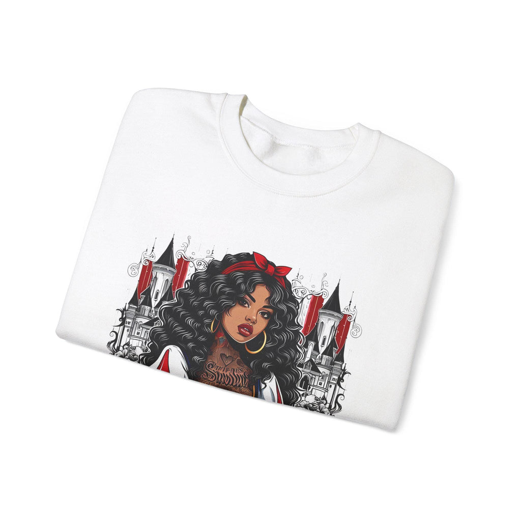 Black Princess Snow Apple Crewneck Sweatshirt: Cozy Winter Gift