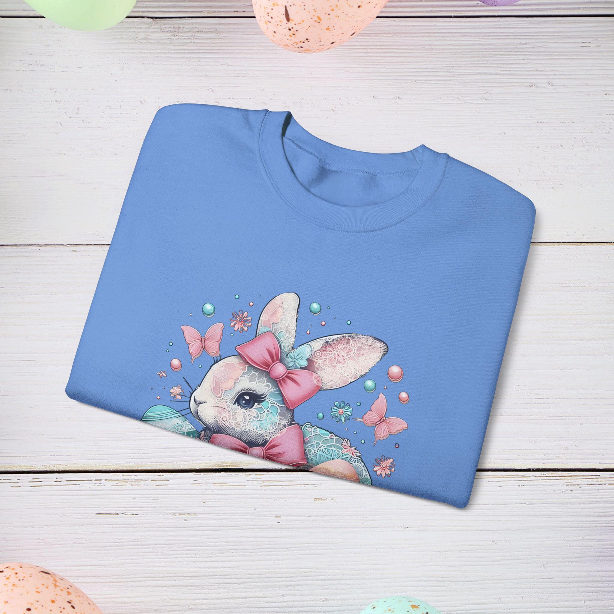 Easter Bunny Crewneck Sweatshirt – Pastel Rabbit & Eggs Design