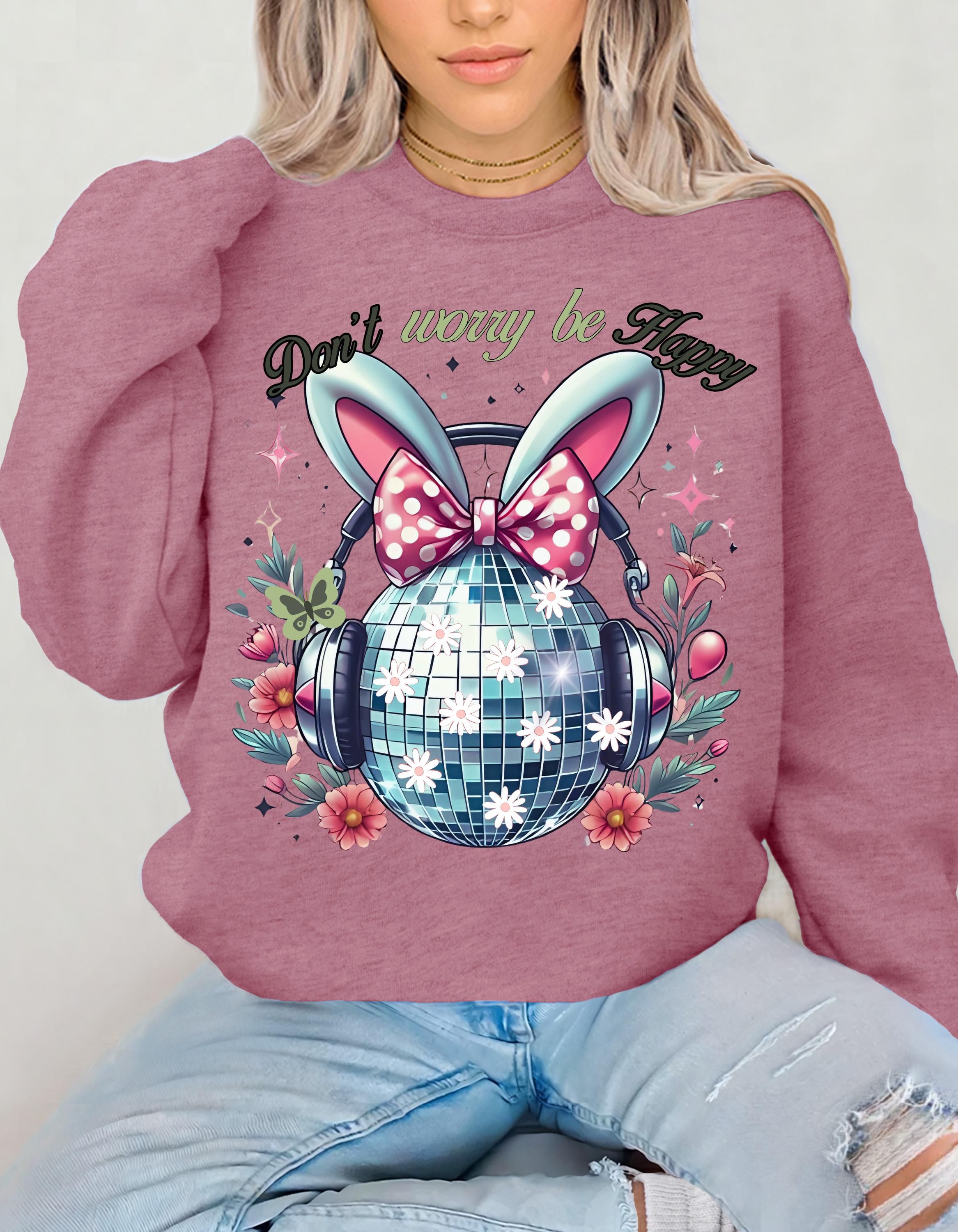 Easter Bunny Disco Ball Crewneck Sweatshirt | Spring Holiday Pullover