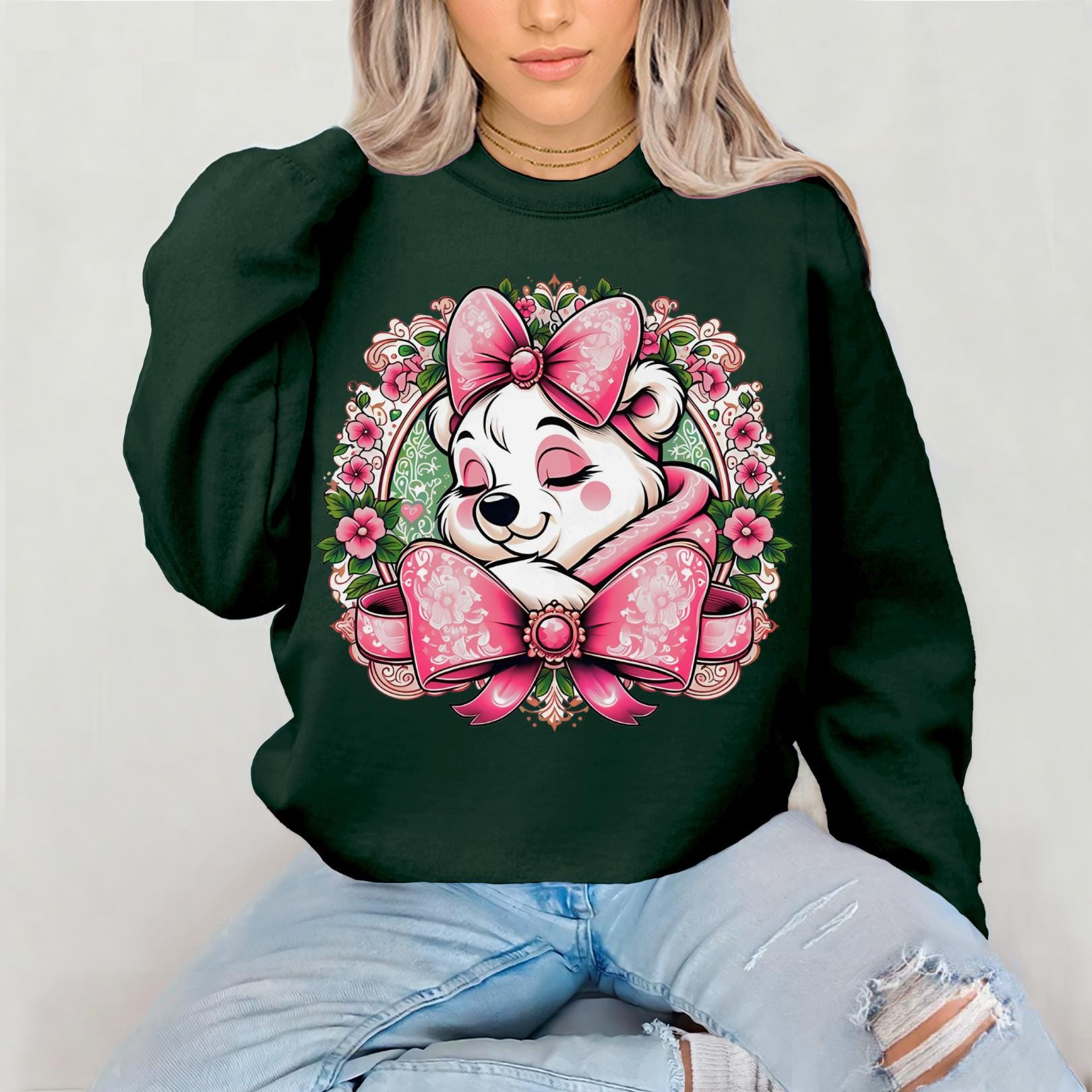 Cute Floral Animal Sweatshirt, Cozy Gift for Animal Lovers, Perfect for Birthdays, Valentine's Day, Pet Lovers Apparel, Spring Fashion