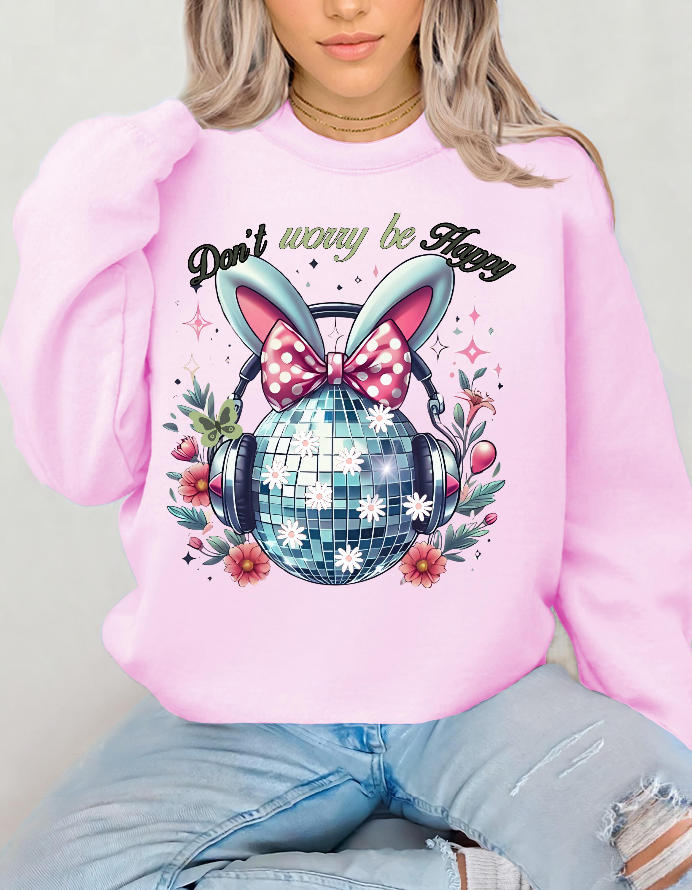 Easter Bunny Disco Ball Crewneck Sweatshirt | Spring Holiday Pullover