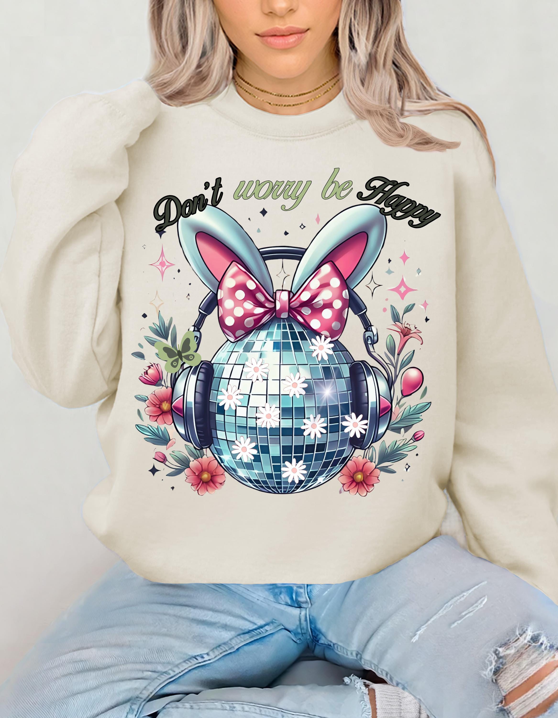 Easter Bunny Disco Ball Crewneck Sweatshirt | Spring Holiday Pullover