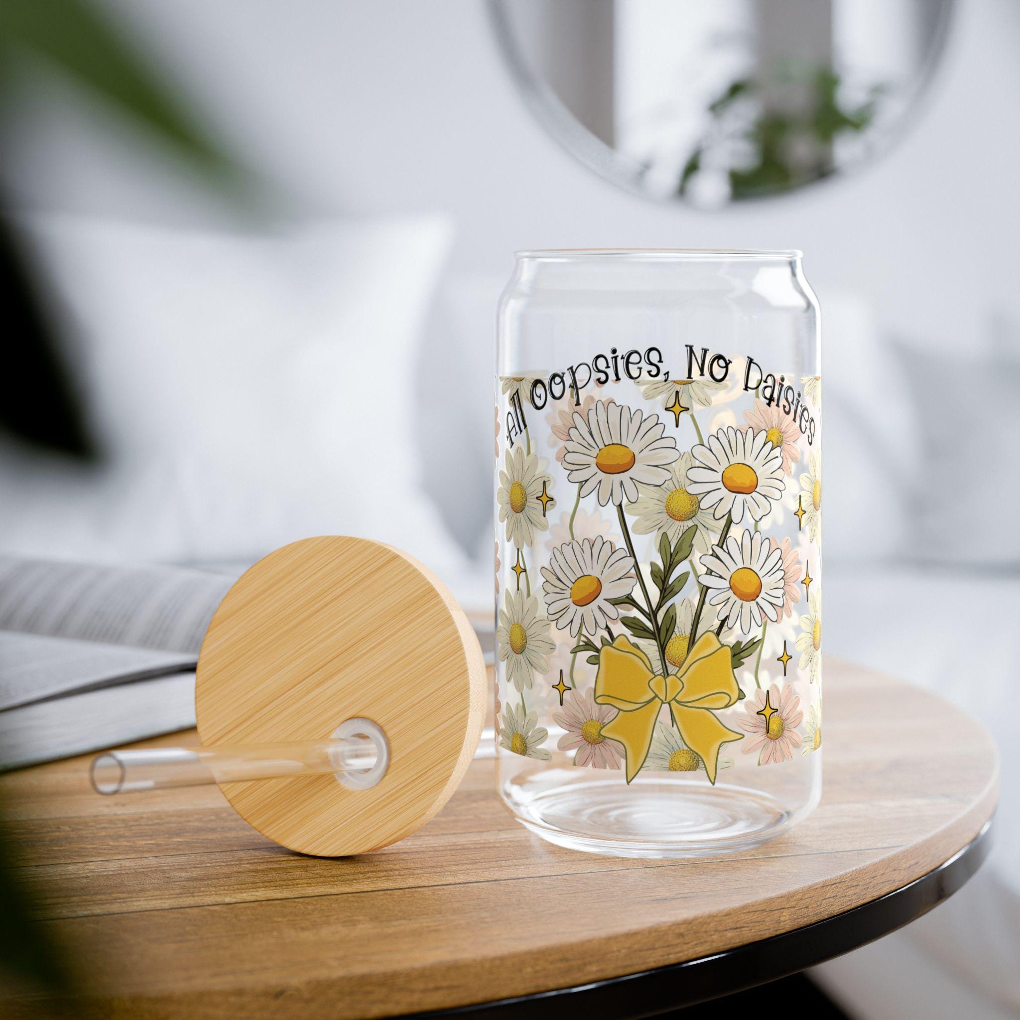 Floral Sipper Glass - 16oz, Perfect for Summer Gatherings, Drinkware for Garden Parties, Eco-Friendly Beverage Container, Mother's Day Gift