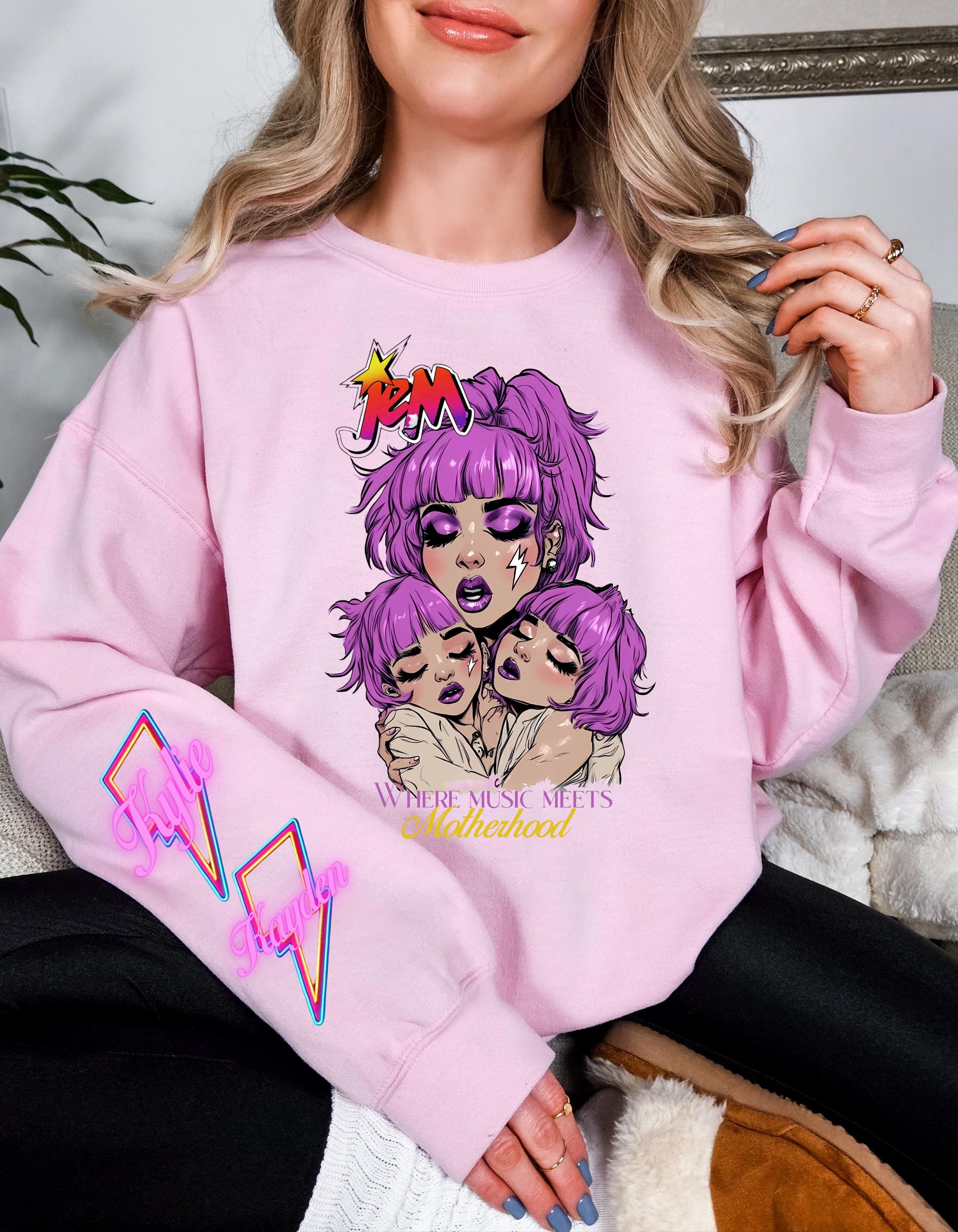 Retro 80s Cartoon Sweatshirt, Personalizable Jem and the Holograms Parody Apparel, Unisex Crewneck, Customizable Pullover, Vintage Style