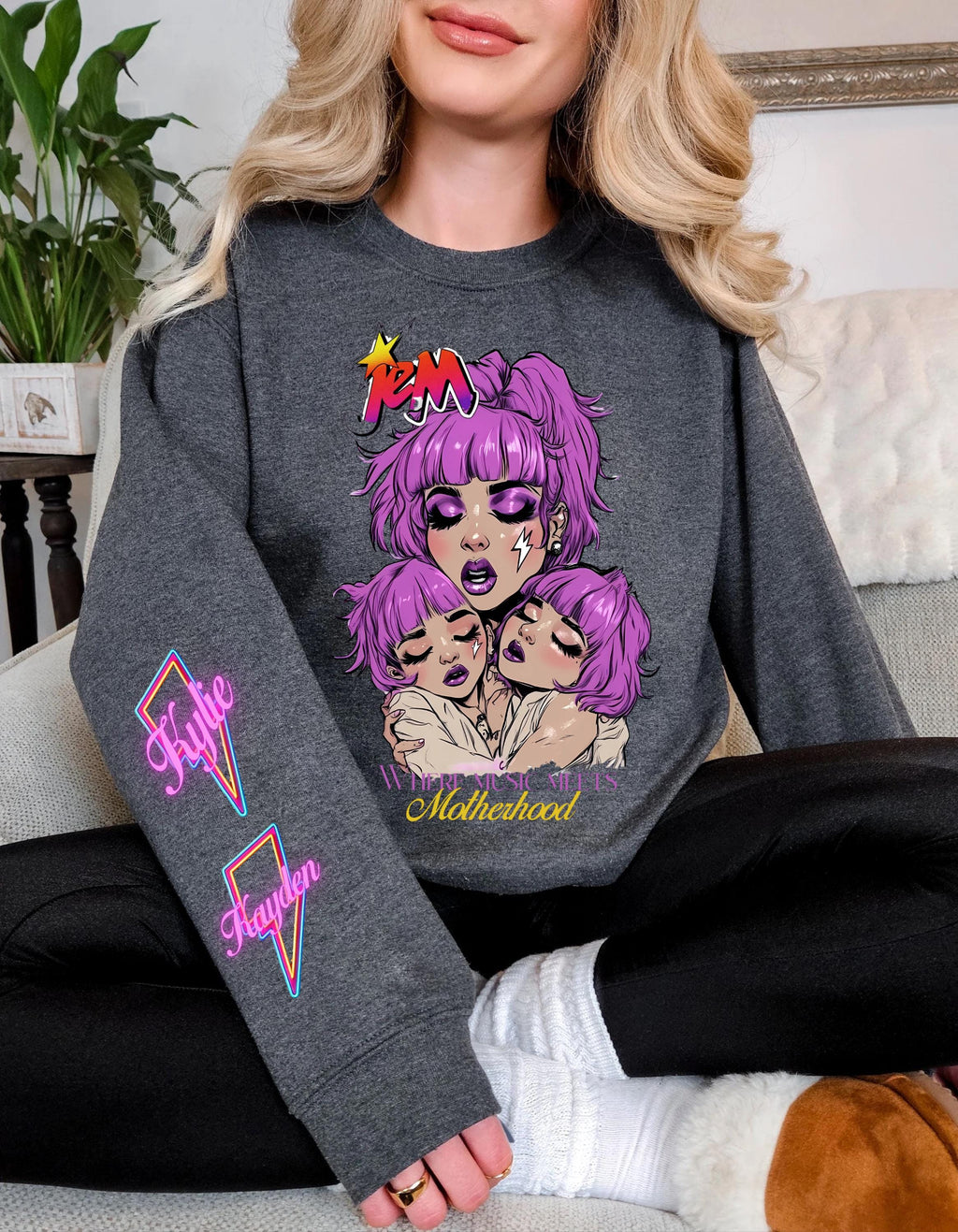 Retro 80s Cartoon Sweatshirt, Personalizable Jem and the Holograms Parody Apparel, Unisex Crewneck, Customizable Pullover, Vintage Style