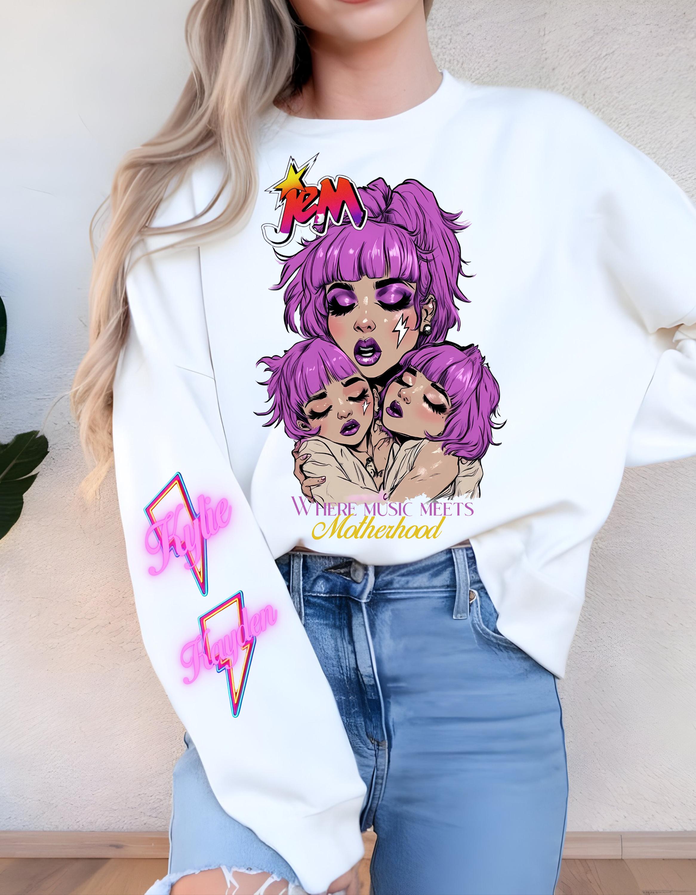Retro 80s Cartoon Sweatshirt, Personalizable Jem and the Holograms Parody Apparel, Unisex Crewneck, Customizable Pullover, Vintage Style