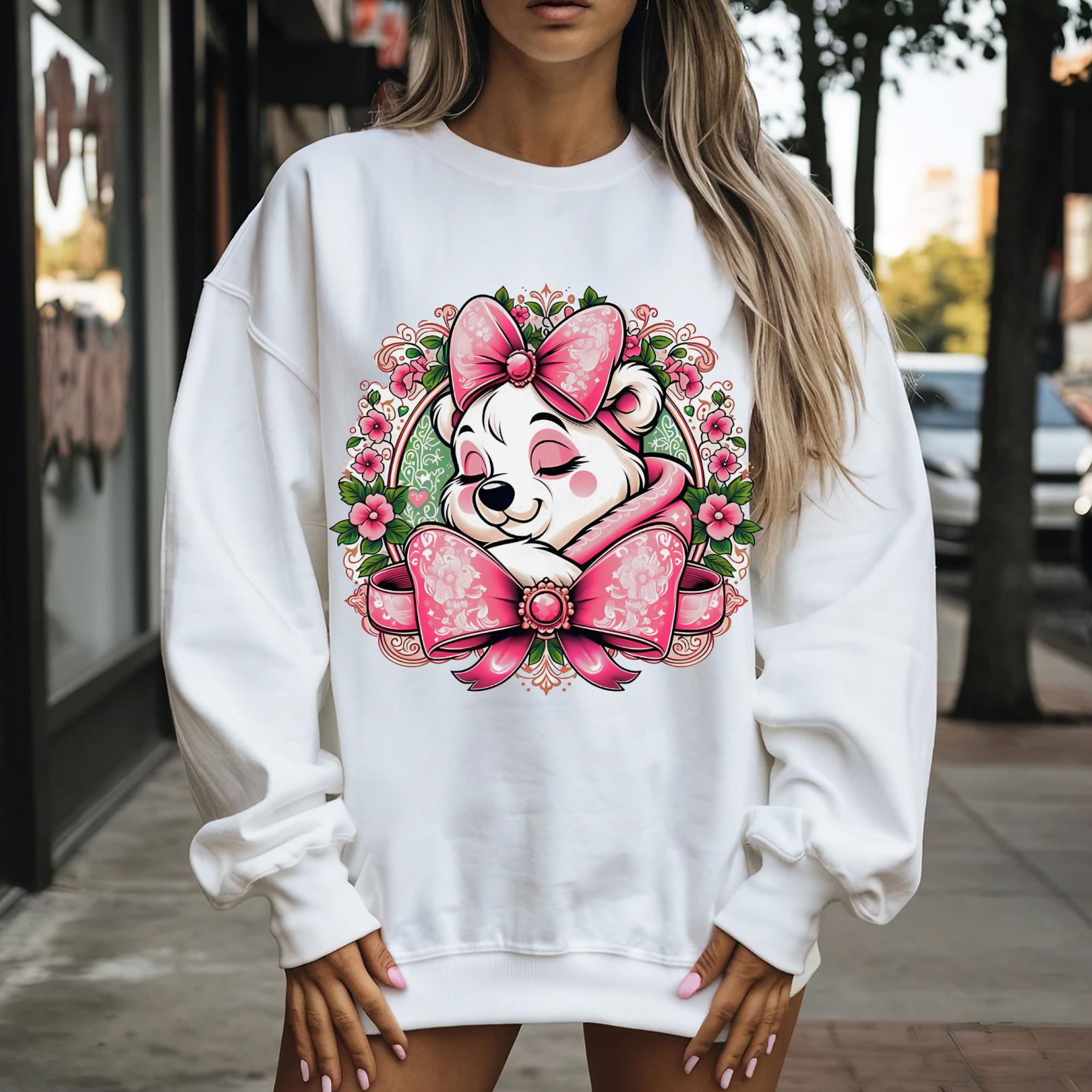 Cute Floral Animal Sweatshirt, Cozy Gift for Animal Lovers, Perfect for Birthdays, Valentine's Day, Pet Lovers Apparel, Spring Fashion