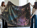 Celestial Moon Princess Woven Blanket: Fantasy Art Throw