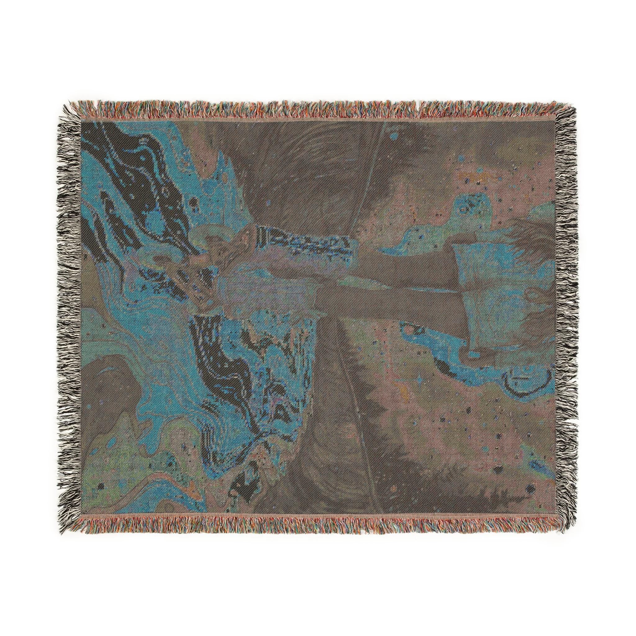Starry Night Parody Woven Throw Blanket: Bohemian Art Tapestry