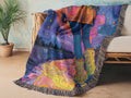 Starry Night Parody Woven Throw Blanket: Bohemian Art Tapestry
