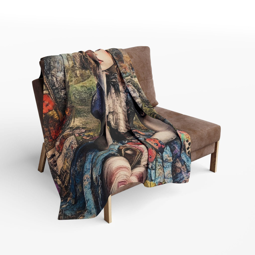 Whimsical Alice in Wonderland Arctic Fleece Throw - Cozy Fantasy Blanket for Bedroom Decor