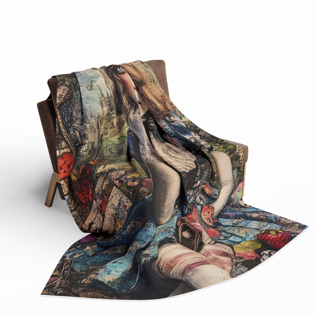 Whimsical Alice in Wonderland Arctic Fleece Throw - Cozy Fantasy Blanket for Bedroom Decor