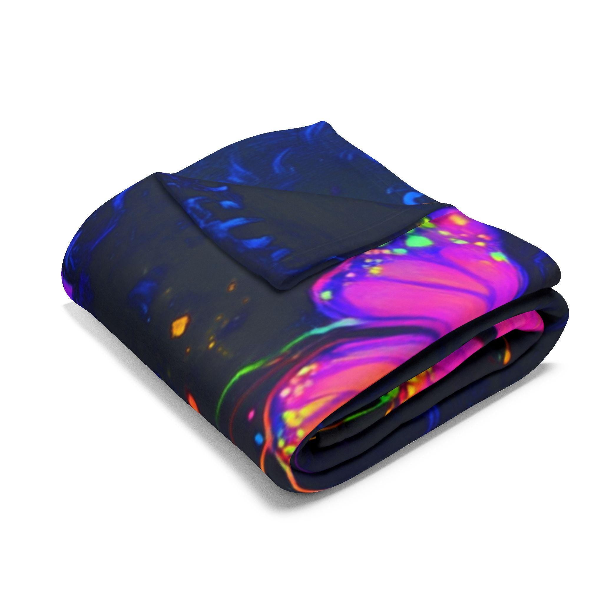 Vibrant Art Fleece Blanket: Colorful Boho Throw, Home Decor